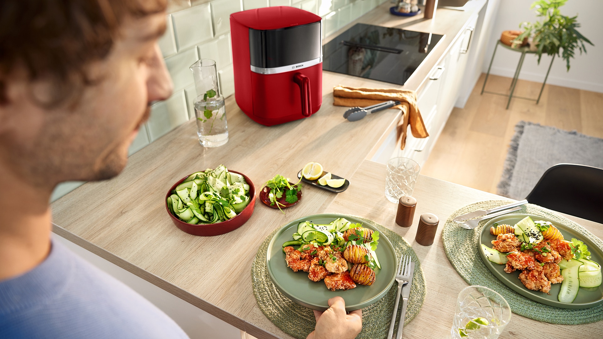 BOSCH Heißluftfritteuse »Air Fryer Serie 4, MAF462B0, 6,1l, 2 Heizelemente, 7 Programme« 2050 W Auftaufunktion, Korb/Gitter spülm.geeignet,