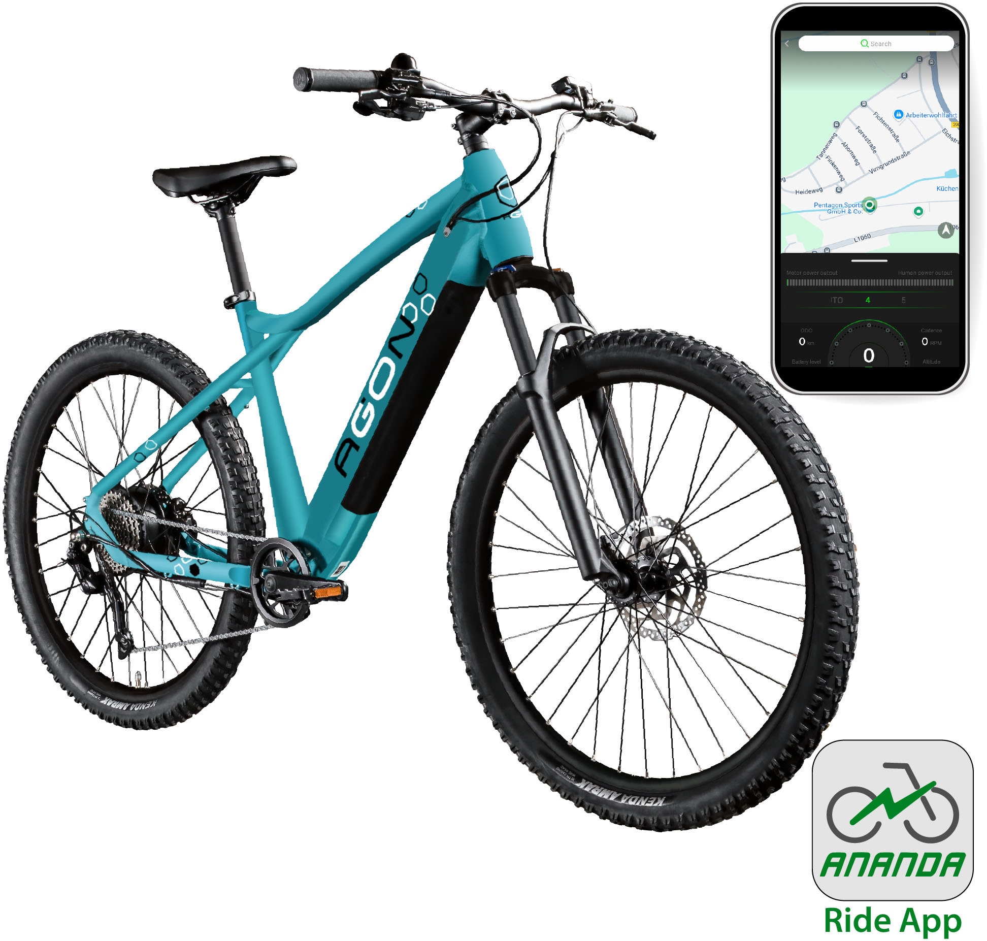 AGON E-Bike »Alpha«, 10 Gang, Shimano, Deore SGS T6000, Heckmotor 250 W, Pedelec, Elektrofahrrad für Damen u. Herren, MTB
