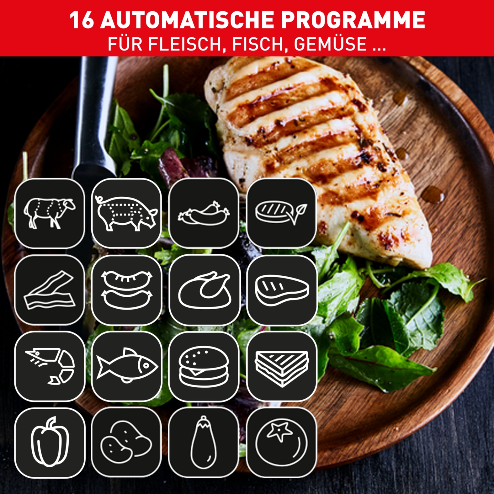 Tefal Kontaktgrill »OptiGrill Elite XL, spülmaschinengeeignete Platten«, 2200 W, Countdown zum Grillergebnis, Grillboost für Grillstreifen, GC760D
