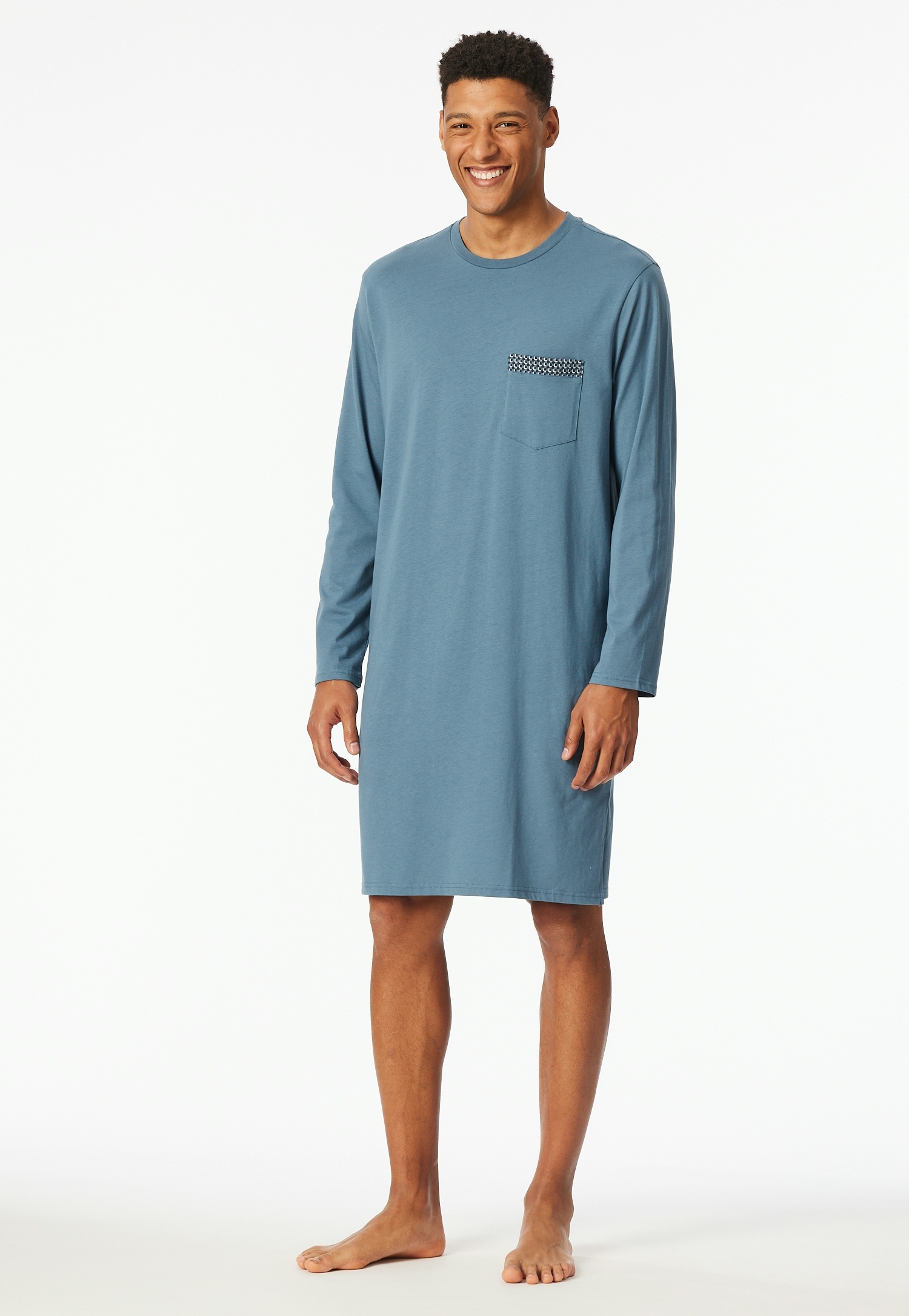 SCHIESSER Nachthemd »Comfort Nightwear« Brusttasche seitliche Schlitze, weich, Langarm, Single Jersey, Baumwolle 207-graphit 58 - N-Gr N-Gr 58...