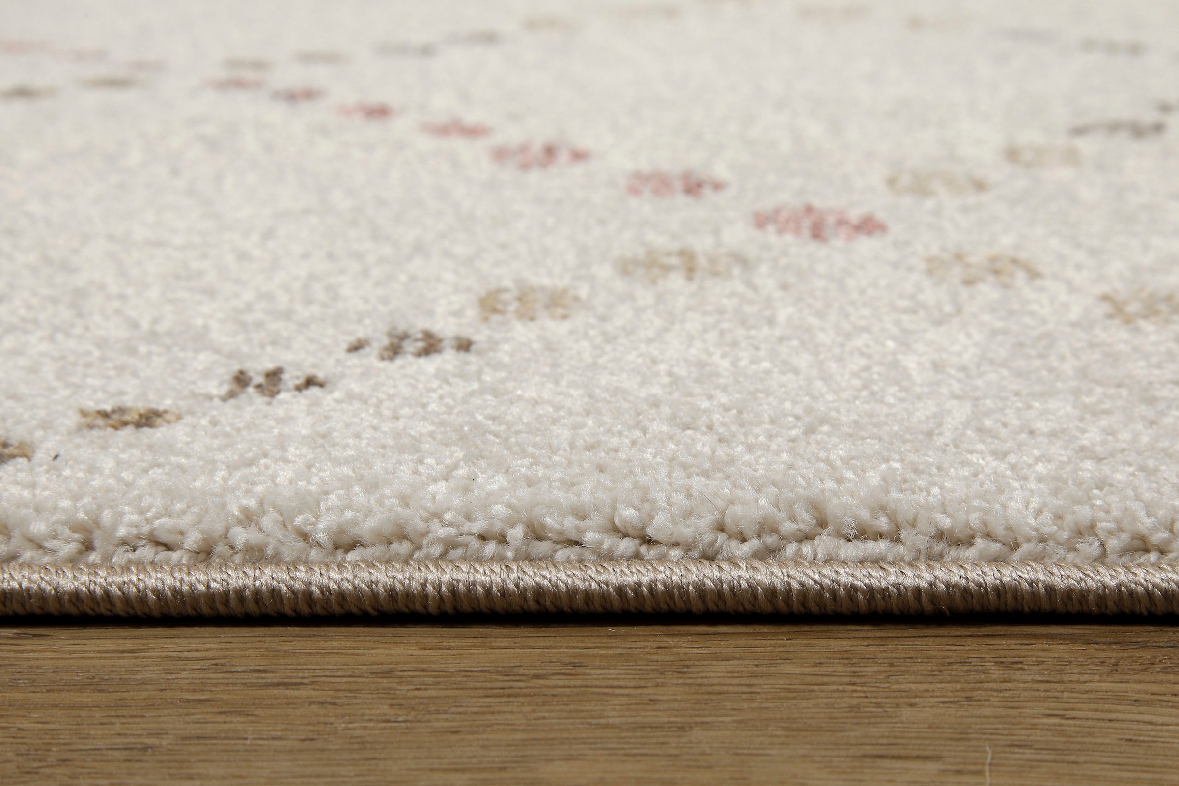 my home Teppich »Thoren«, rechteckig, 12 mm Höhe, weicher Kurzflor, Rautenmuster mit Fransen, Wohnzimmer, Schlafzimmer