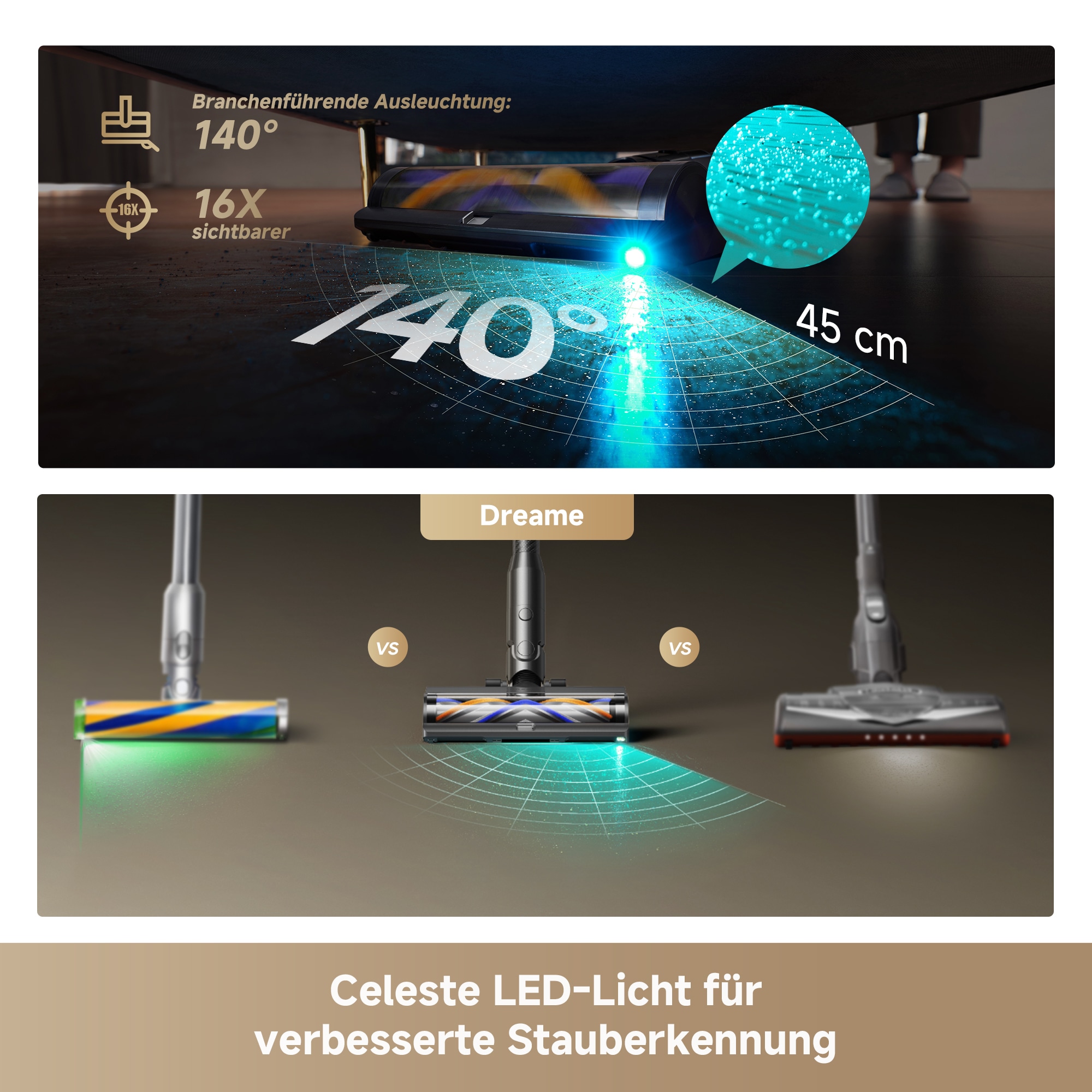 Dreame Akku-Hand-und Stielstaubsauger »R20 Pro« 26000 Pa, Anti-Haar, 99.9% Filter, LED, Flex 90°
