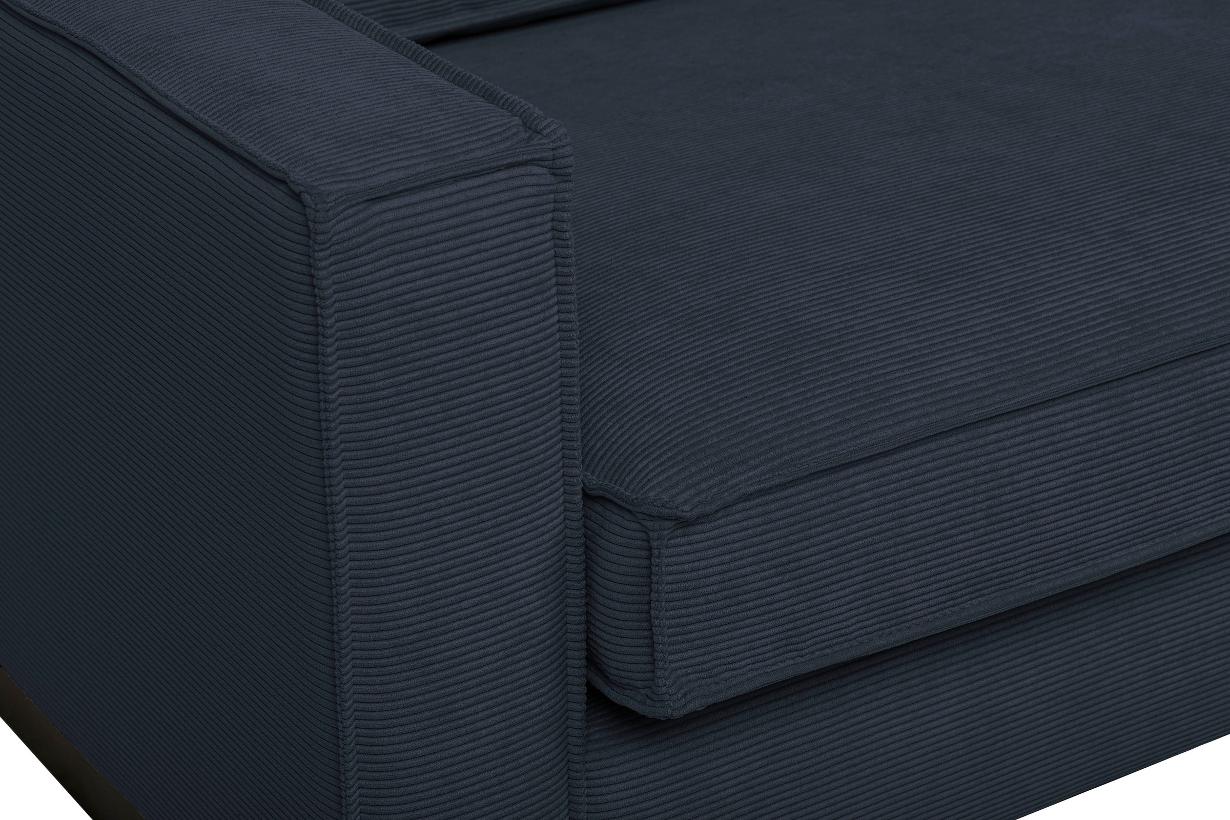 Places of Style Ecksofa »Pinto, 290 cm, Cord, Chenille, Lederoptik, Ottomane links / rechts«, mit Keder, schwarze Metallfüße, Wellenunterfederung