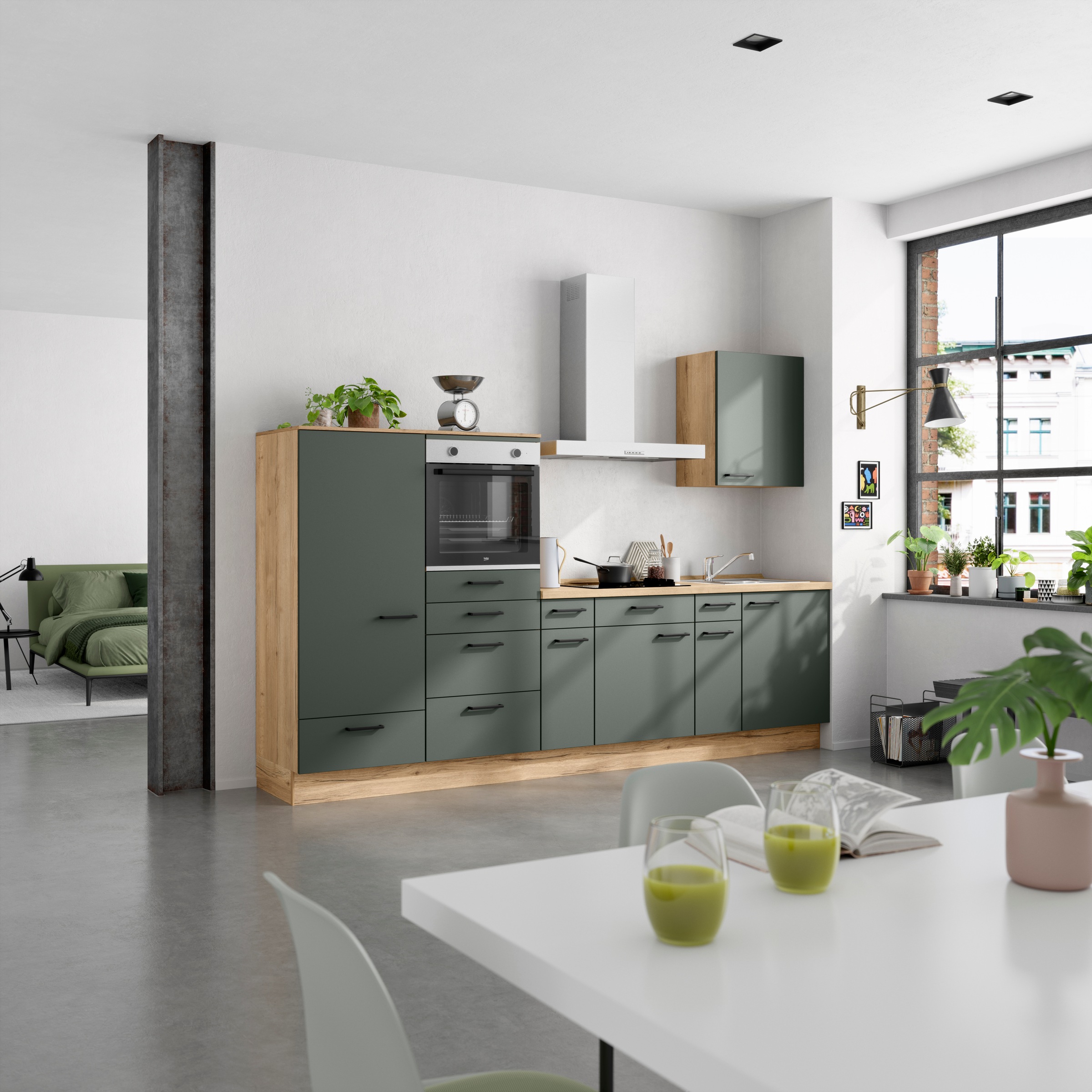 nobilia® Küchenzeile »"Easytouch I"«, vormontiert, Ausrichtung wählbar, Breite 300 cm, wahlw. mit E-Geräten