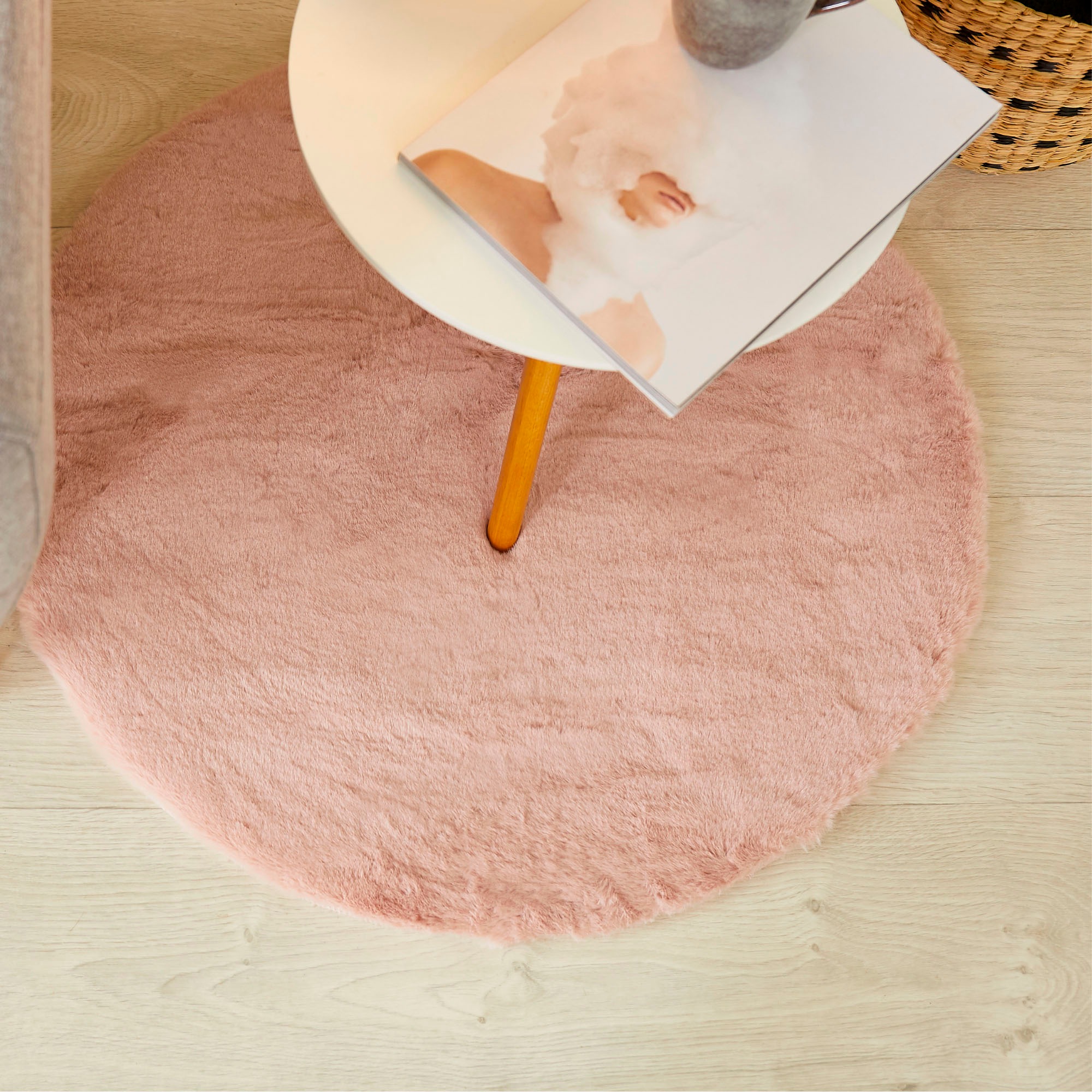 LUXOR living Fellteppich »Novara«, rund, 35 mm Höhe, Kunstfell, Kaninchenfell-Haptik, besonders weicher Hochflor