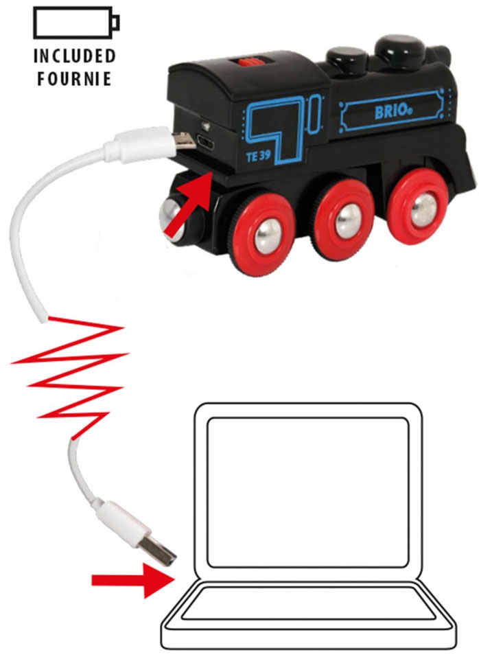 BRIO® Spielzeug-Eisenbahn »BRIO® WORLD, Schwarze Akkulok mit Mini USB«