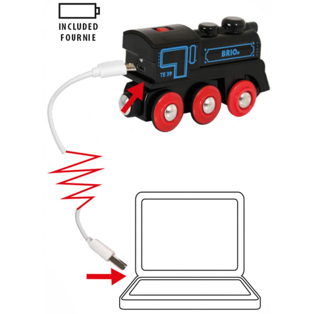BRIO® Spielzeug-Eisenbahn »BRIO® WORLD, Schwarze Akkulok mit Mini USB«