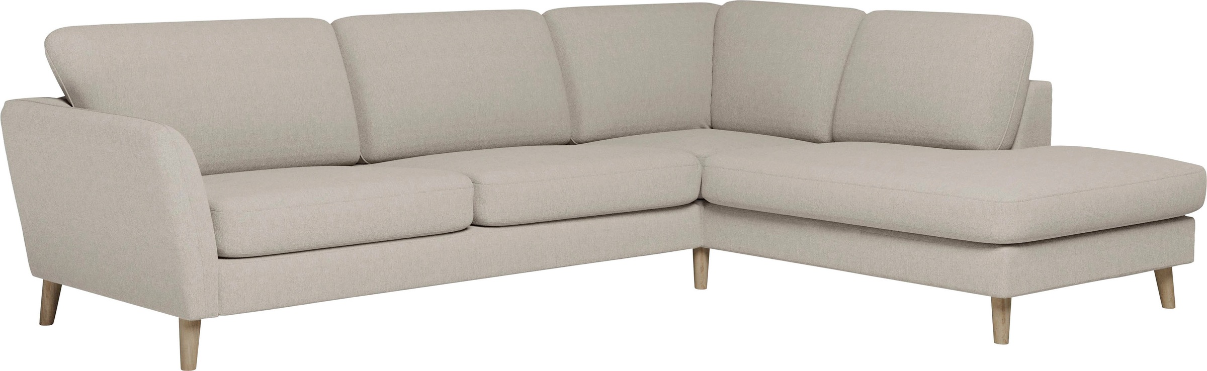 Home affaire Ecksofa »MARSEILLE 278/202 cm, L-Form, Ottom. rechts/links, verschiedene Bezüge«, Massivholzbeine Eiche, Landhausstil, Wellenunterfederung