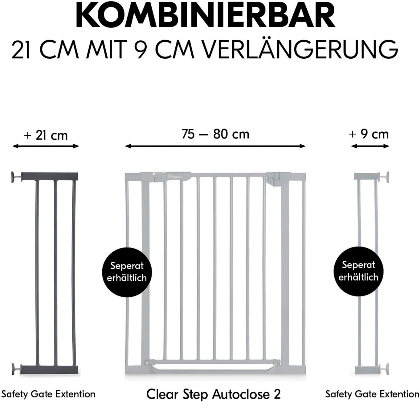 Hauck Verlängerung für Türschutzgitter »Extension, 21 cm, Dark Grey«