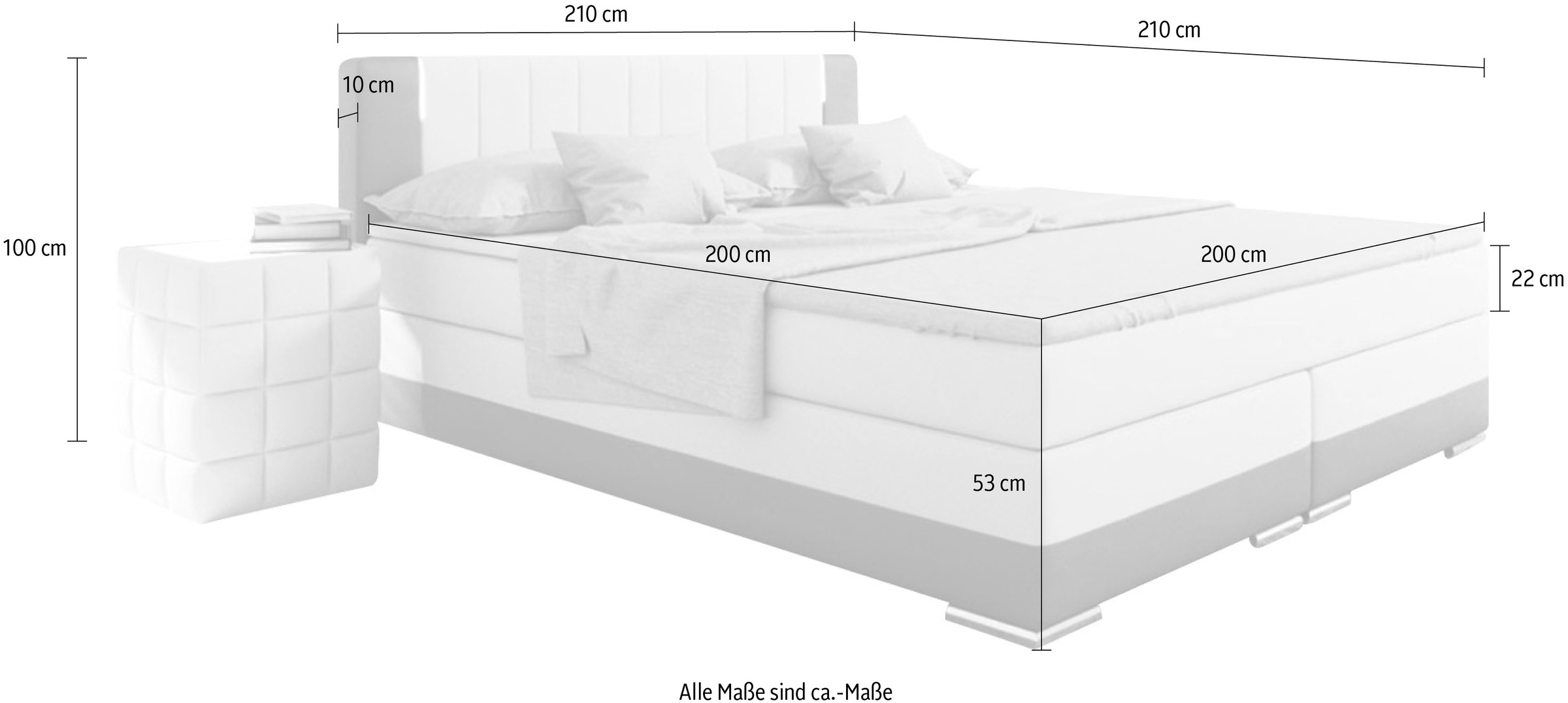 3. Bild von SalesFever Bett, LED-Beleuchtung im Kopfteil, Lounge Bett inklusive Visco-Topper