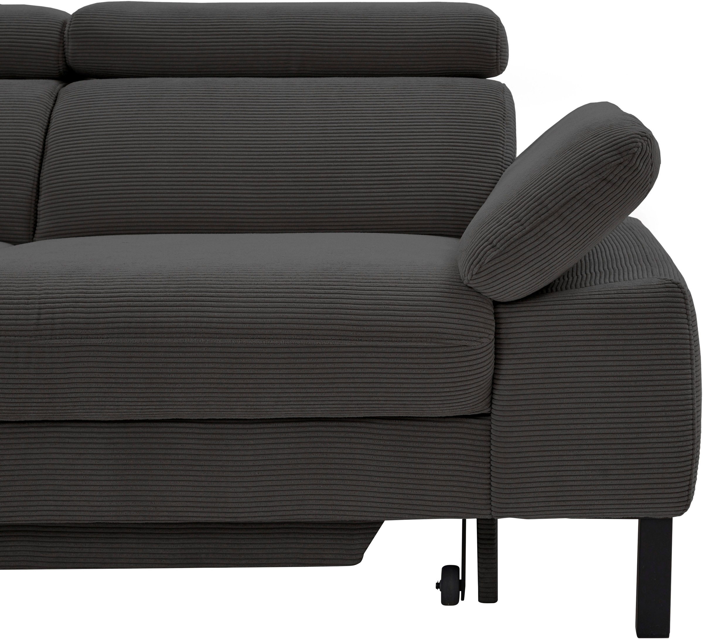 Home affaire Ecksofa »Arnayon mit Querschläfer-Bettfunktion, Schlafsofa, großer Bettkasten«, manuelle Kopfteilverstellung, Tonnentaschen-Federkern, Feincord L-Form