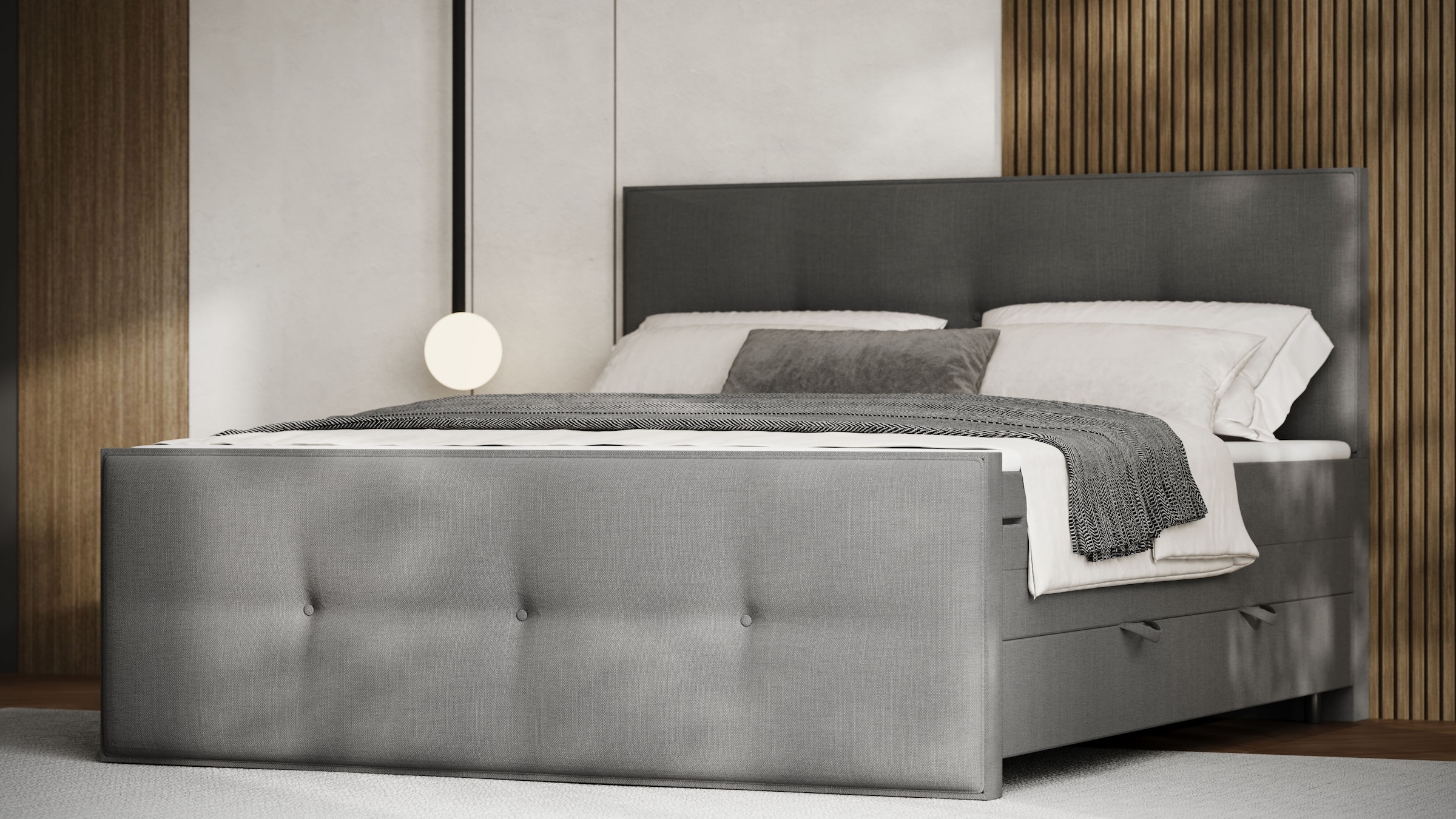 FORTE Boxspringbett »Eve inkl. zwei Bettkästen und Kaltschaum Topper«, und einer 7-Zonen-Tonnentaschen-Federkernmatratze (H3)