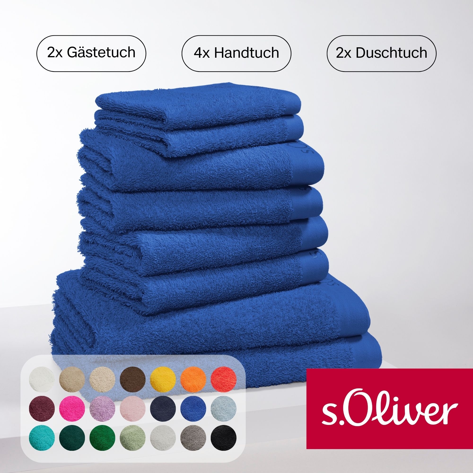s.Oliver Handtuch Set »s.Oliver, Premium Qualität, 600 gr/m²« Set 8 Stk. Walkfrottier 2 Gästetücher 30x50, 4 Handtücher 50x100, 2 Duschtücher 70x140