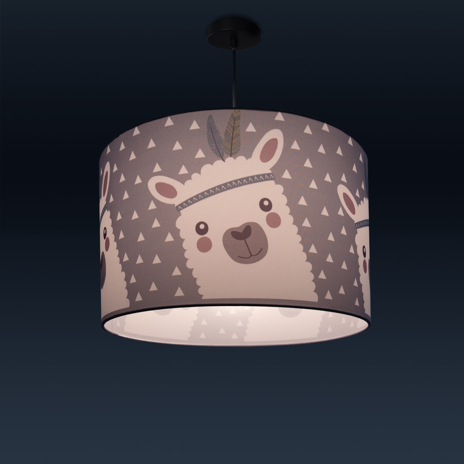 Paco Home Pendelleuchte »Ela 214«, 1 flammig, Leuchtmittel E27 | ohne Leuchtmittel, Kinderlampe Deckenlampe LED Kinderzimmer Lampe Lama-Motiv, E27