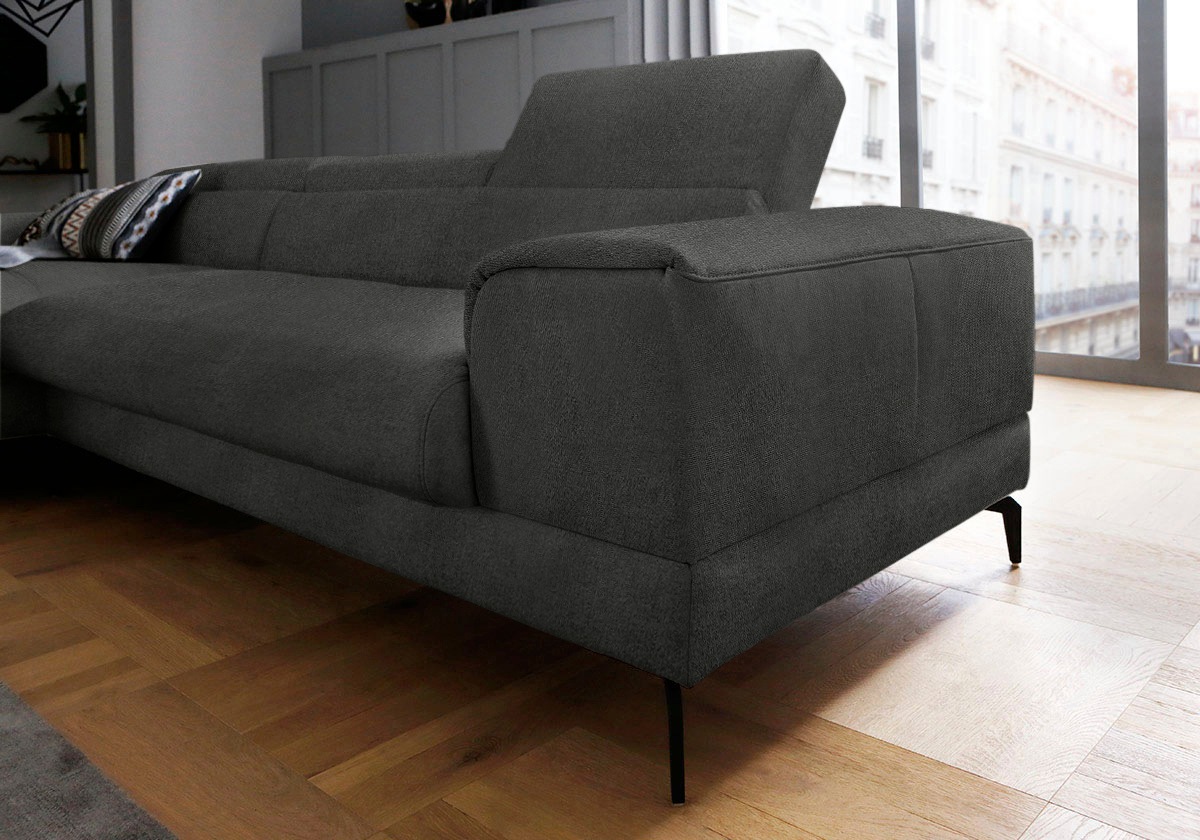 W.SCHILLIG Ecksofa »piedroo, Designsofa mit tollem Sitzkomfort, L-Form«, Kopfteilverstellung, wahlweise mit Sitztiefenverstellung, Breite 303cm