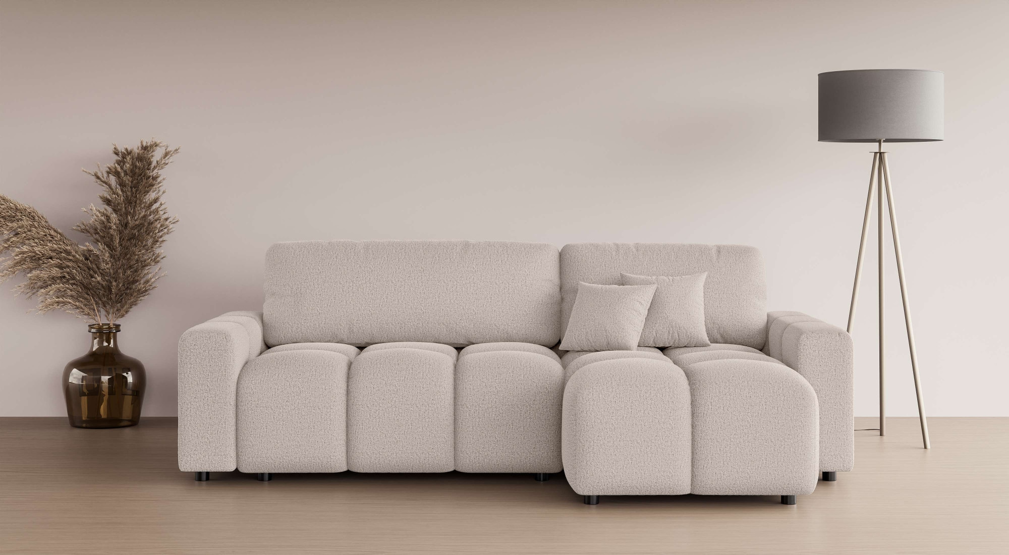 INOSIGN Ecksofa »FELICI, Schlafsofa 233cm, L-Form mit Recamiere beidseitig montierbar«, Designsofa mit Bettfunktion und Bettkasten, Maße B/T/H: 233/142/88 cm