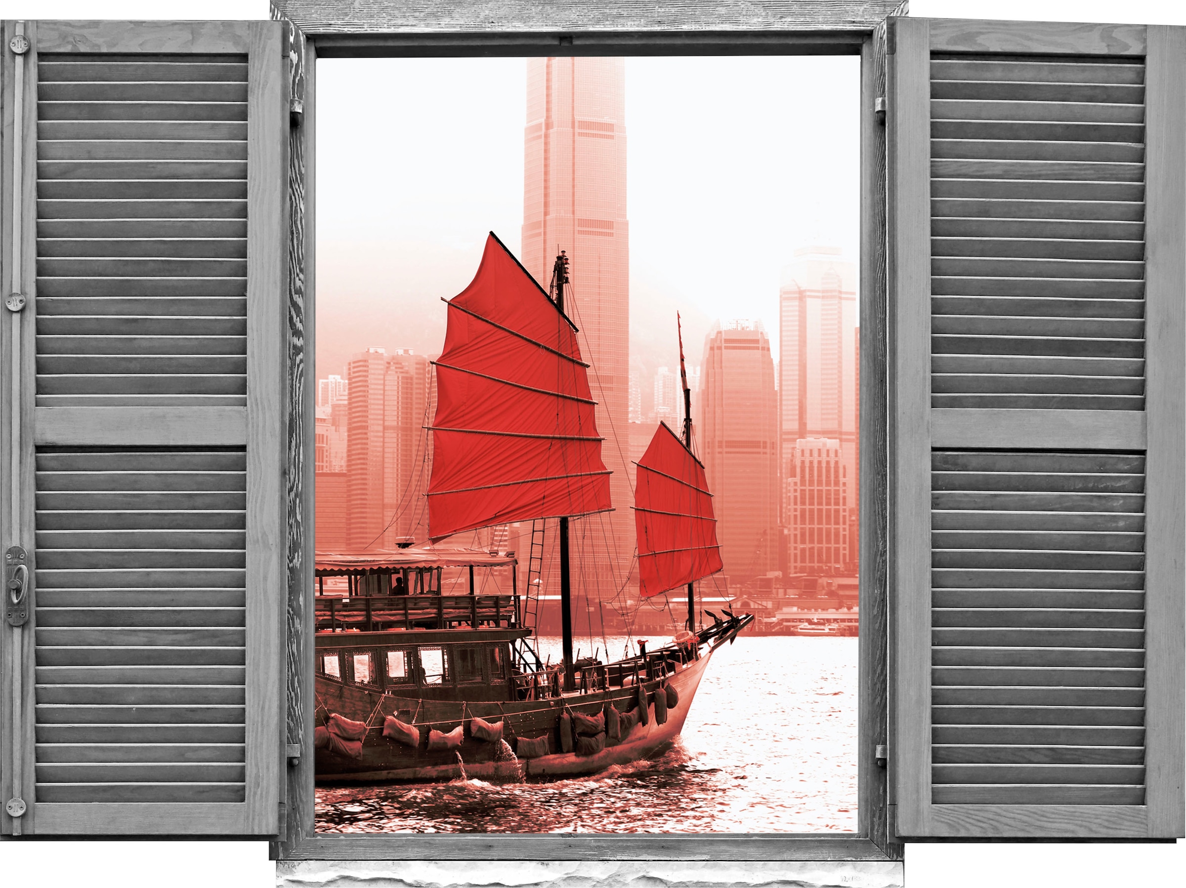 queence Wandtattoo »Piratenschiff« Wandsticker, Wandbild, selbstklebend, 3D, Fenster