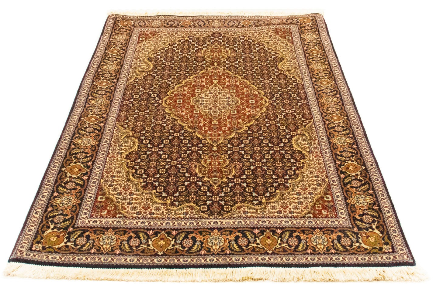 Wollteppich „Täbriz Teppich handgeknüpft weinrot“, rechteckig Weinrot 8 mm B/L: 100 cm x 152 cm – 8 mm