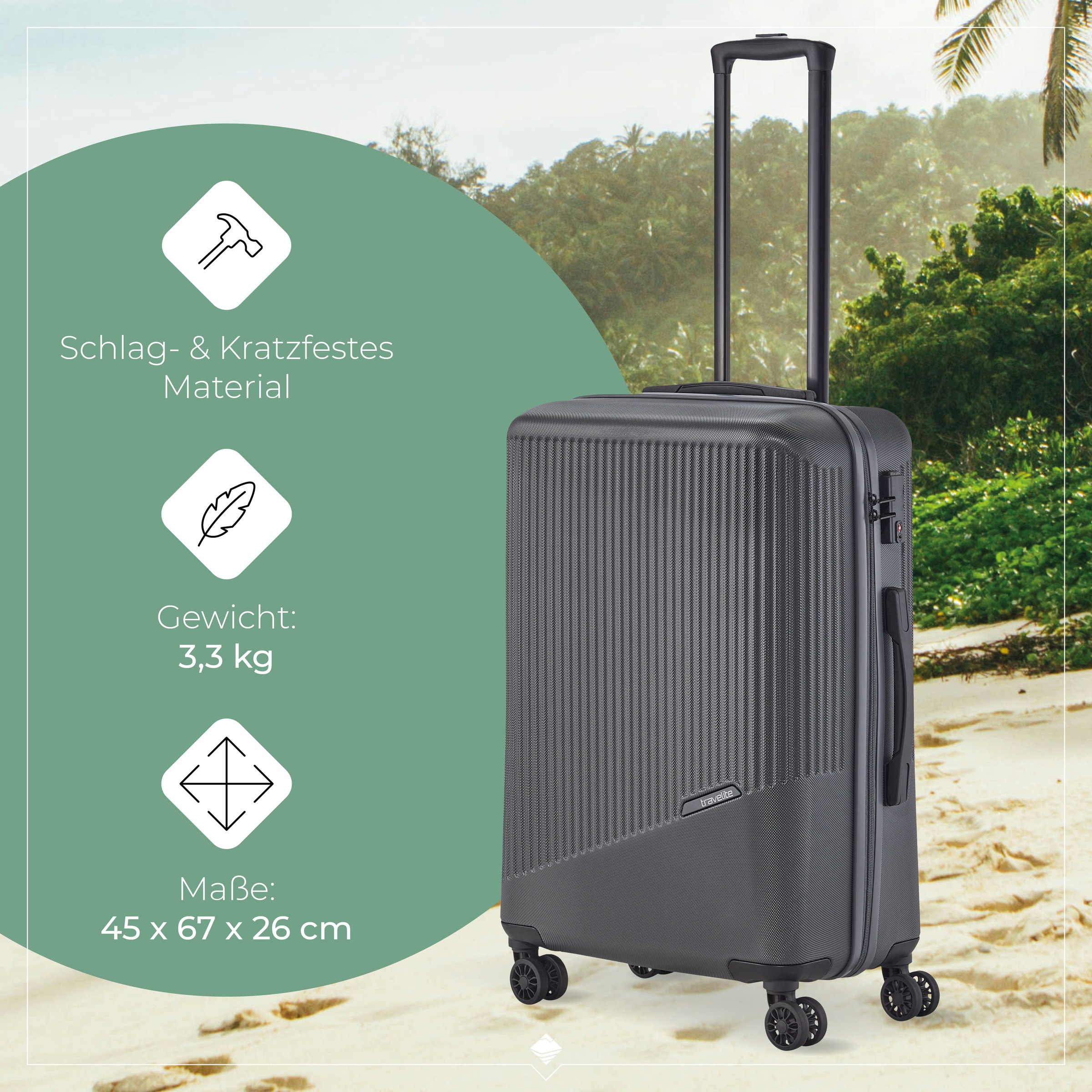 travelite Hartschalen-Trolley »BALI, in verschiedenen Größen und Farben«, 4 Rollen, Hartschallenkoffer Reisegepäck Reisekoffer TSA Schloss
