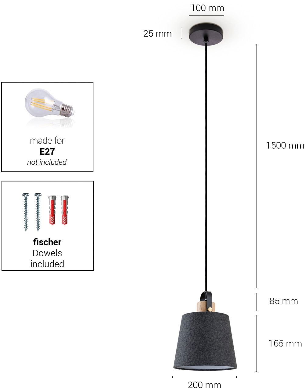 Home Stoffschirm Paco Industrial Design Kabel »MARTA«, 1,5m Esszimmer E27 Pendelleuchte online kaufen Wohnzimmer