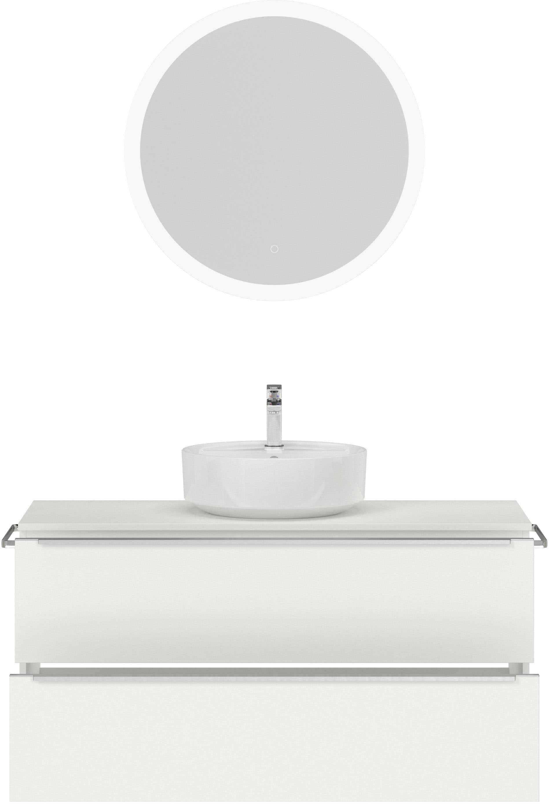 nobilia® Badmöbel-Set »Alvene«, (2 St., vormontiert, mit Soft-Close), inkl. Spiegel mit Touch-Sensor, in vier Breiten
