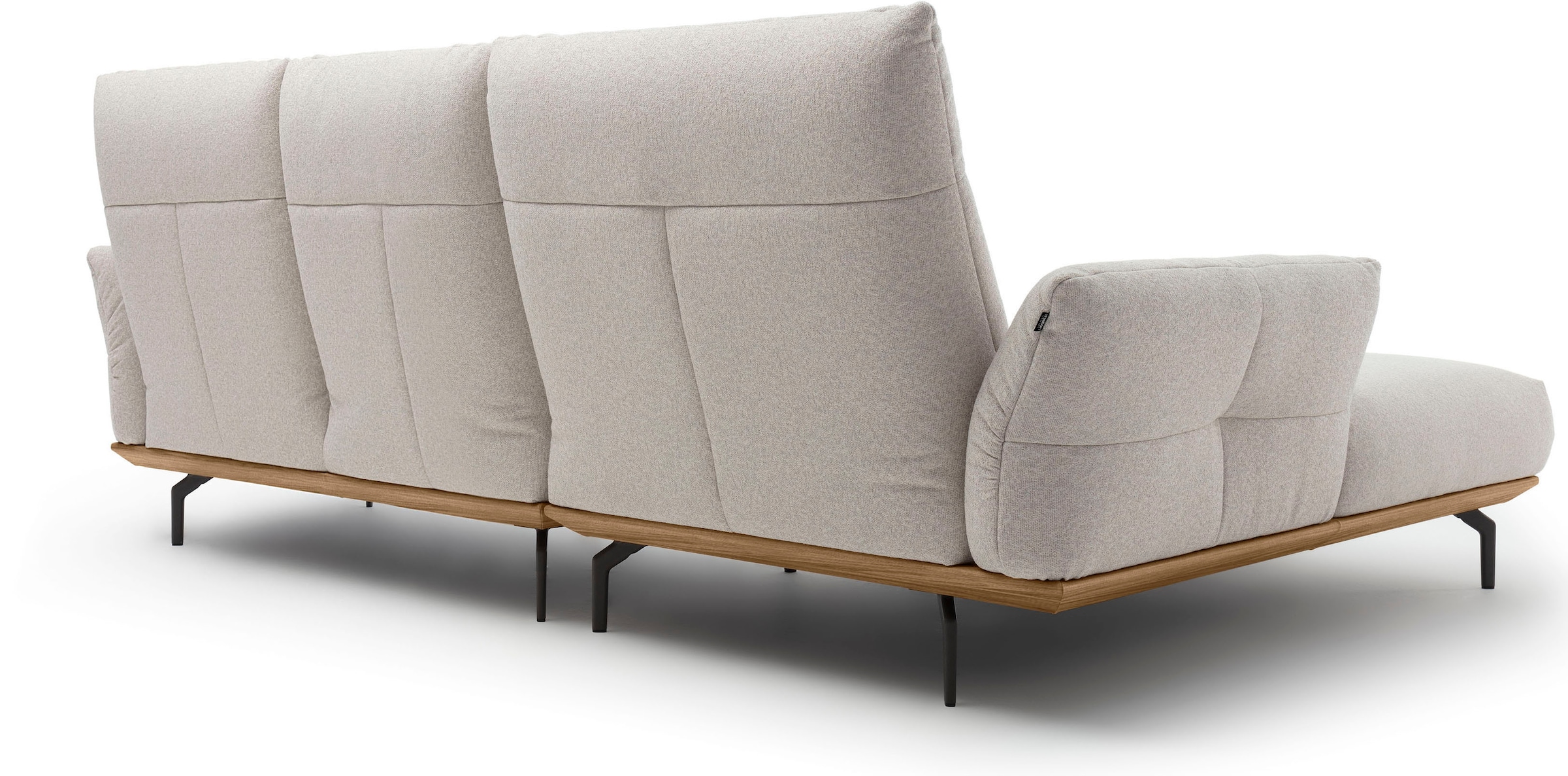 Creation BY ROLF BENZ Ecksofa »CR.460«, Sockel in Nussbaum, Winkelfüße in Umbragrau, Breite 298 cm