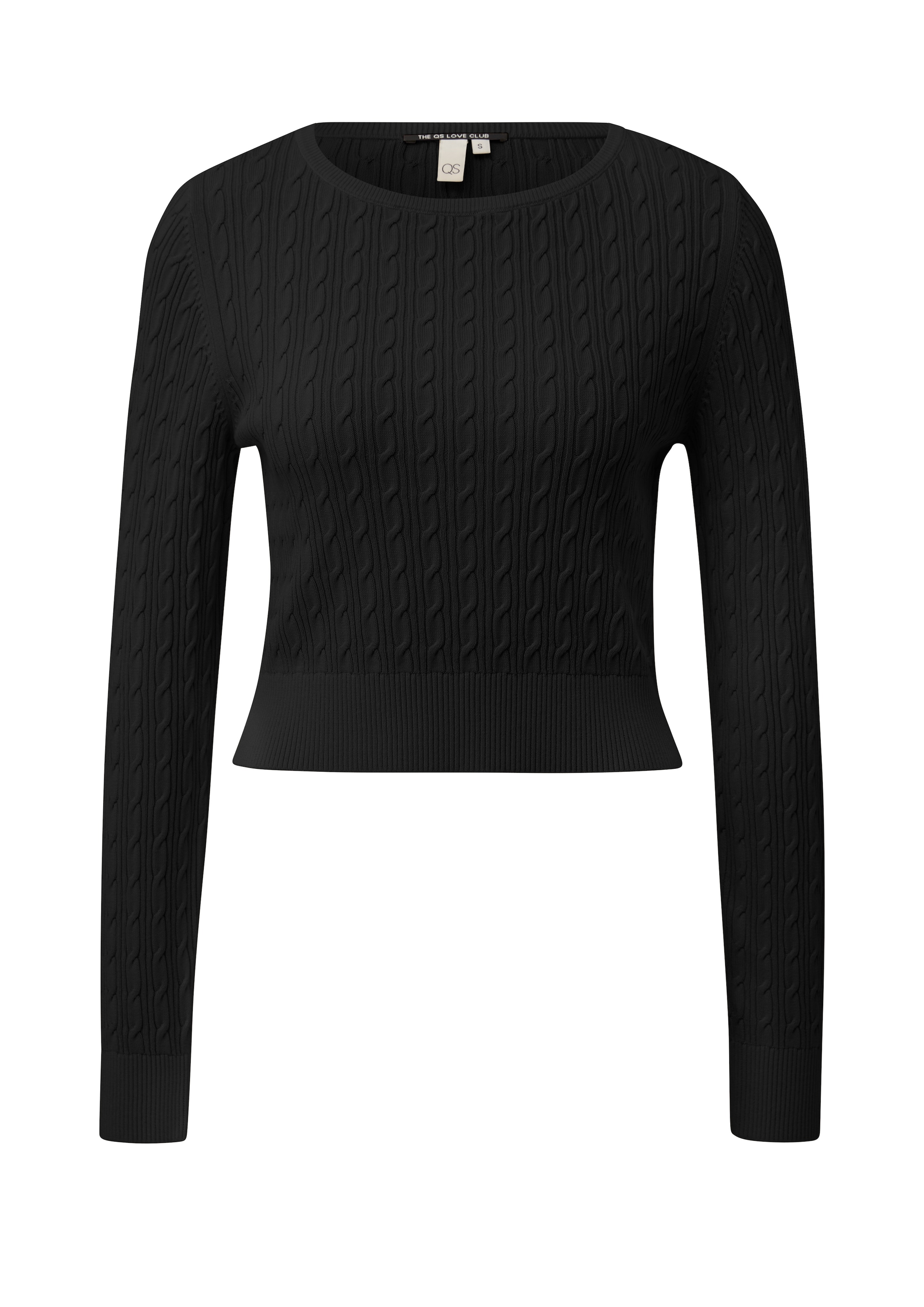 QS Strickshirt Langarmshirt mit Zopfmuster / Viskosemix