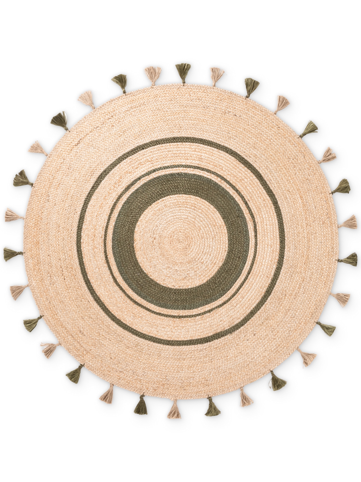 HANSE Home Teppich »Basil« rund 7 mm Höhe Jute, Handgemacht, Rund, Fransen, Wohnzimmerteppich, Naturteppich