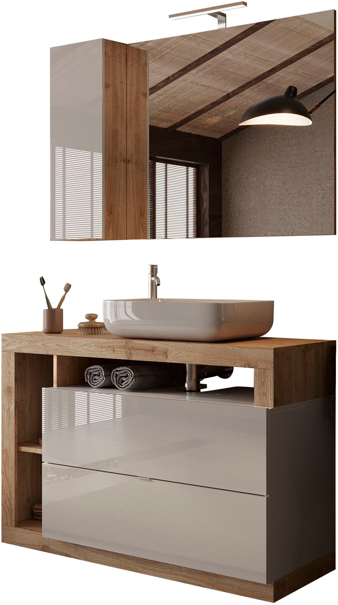 welltime Badmöbel-Set »Hamburg, Badezimmerset 2tlg. Breite 110 cm, Badmöbel günstig online kaufen