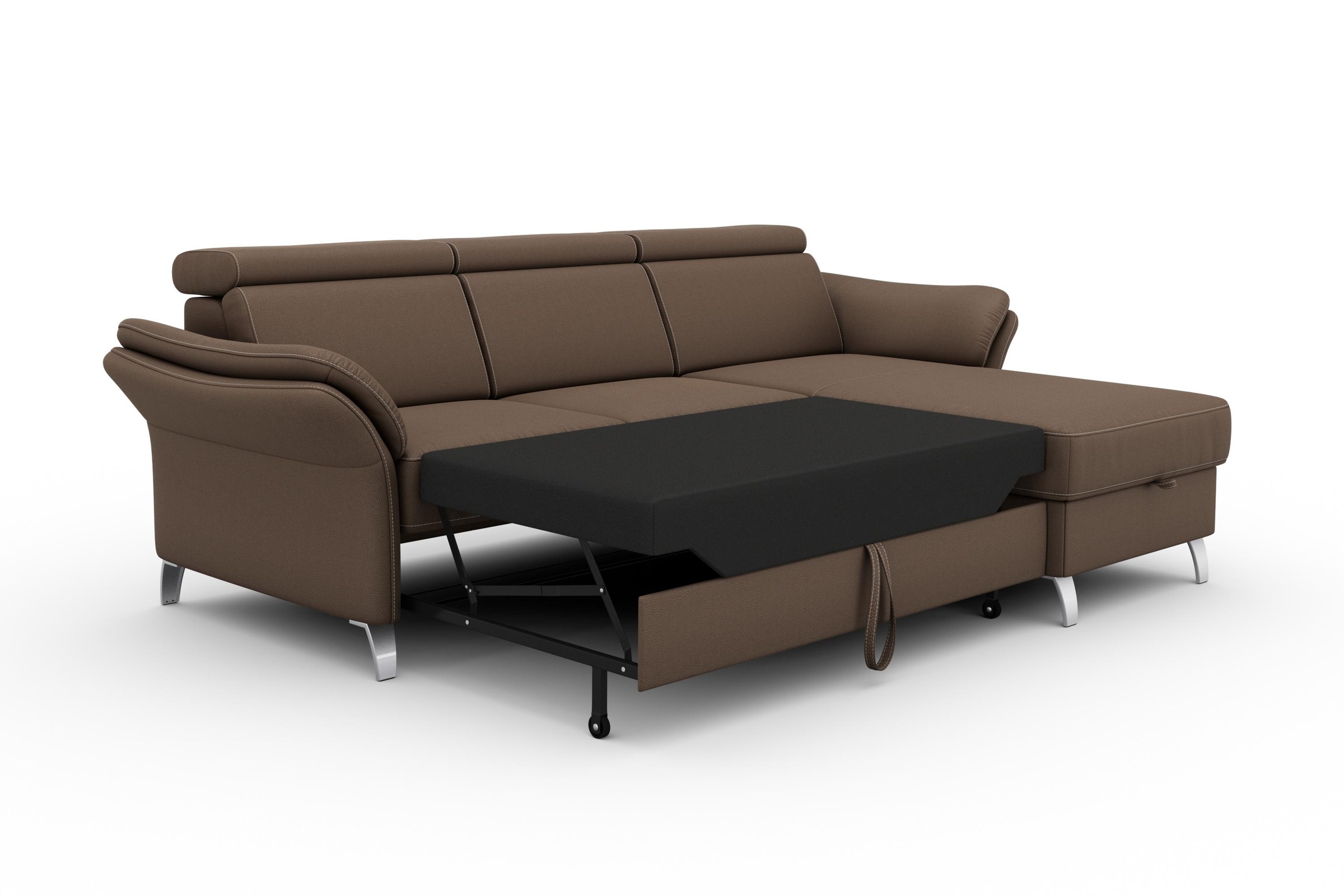 sit&more Ecksofa »Vincenzo L-Form«, inklusive Kopfteilverstellung, wahlweise mit Bettfunktion, Bettkasten