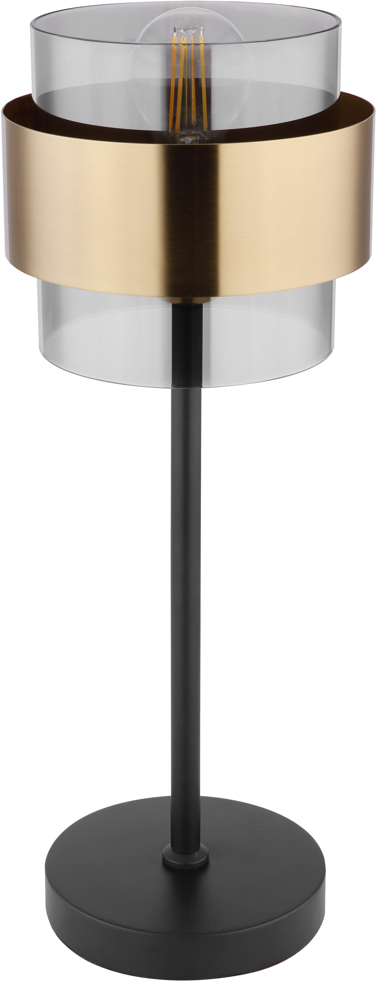 GLOBO LIGHTING Tischleuchte »MILLEY«, Leuchtmittel E27 | ohne Leuchtmittel, Tischlampe/Metall/Glas/Messingring/Schlafzimmer/Wohnzimmer