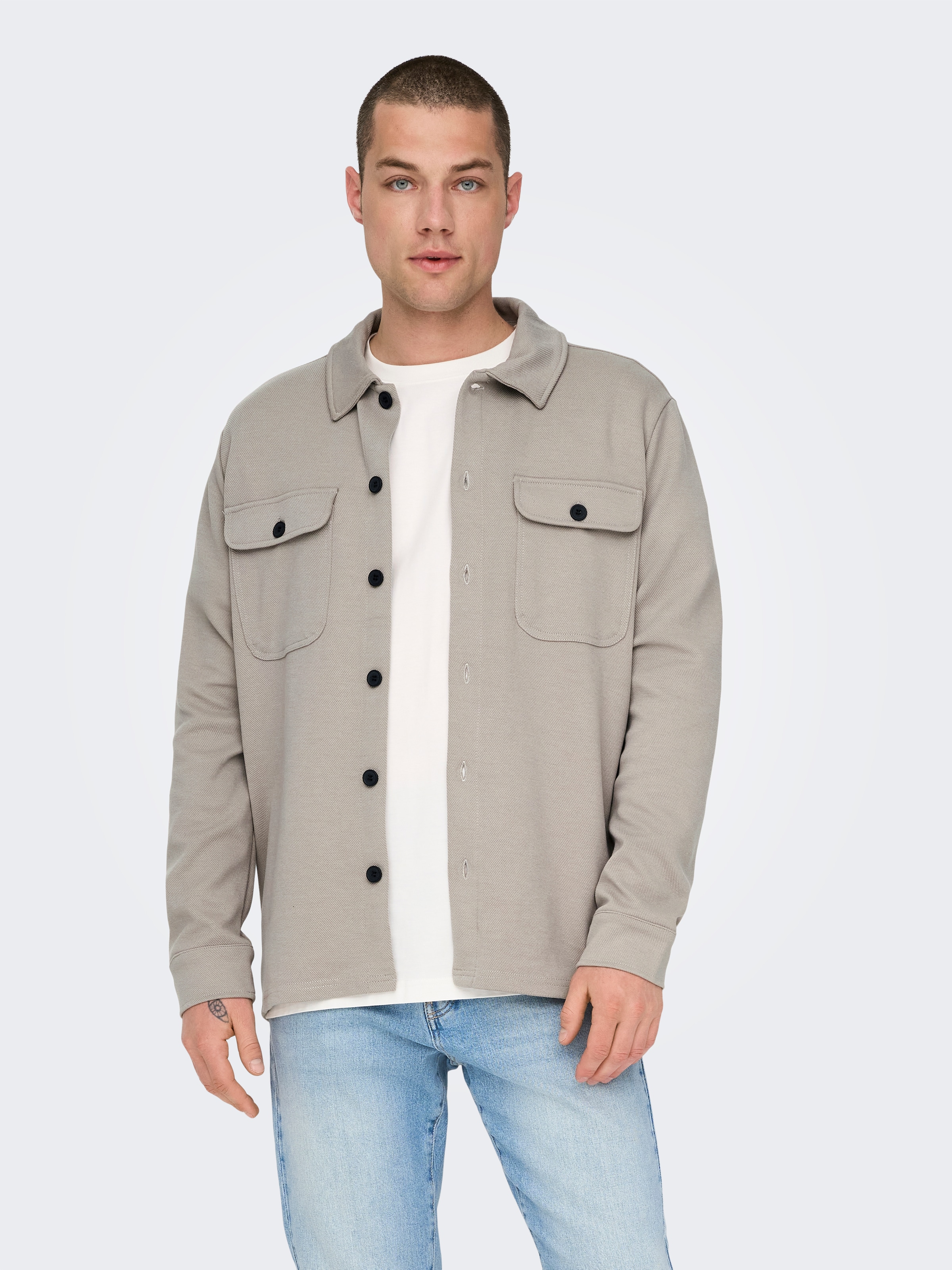 ONLY & SONS Langarmhemd »ONSNEWKODYL OVERSHIRT SWEAT NOOS« Materialmix, regular fit