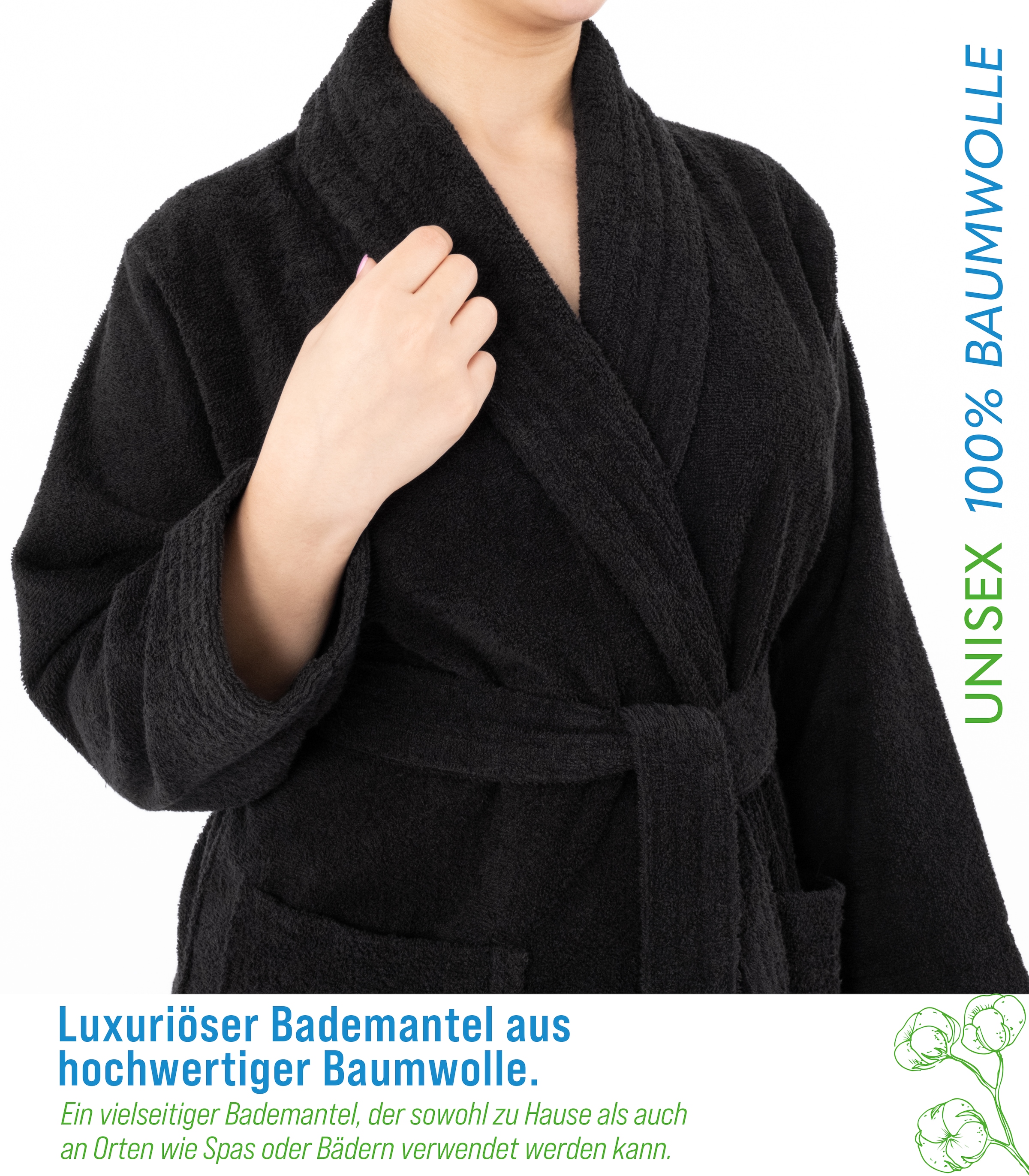 HAMMETEX Bademantel »Bademantel 100% Baumwolle Unisex, 400 GSM, Weich & Saugfähig«, (Packung), ideal für Sauna & Spa, Hotelbademantel, Morgenmantel