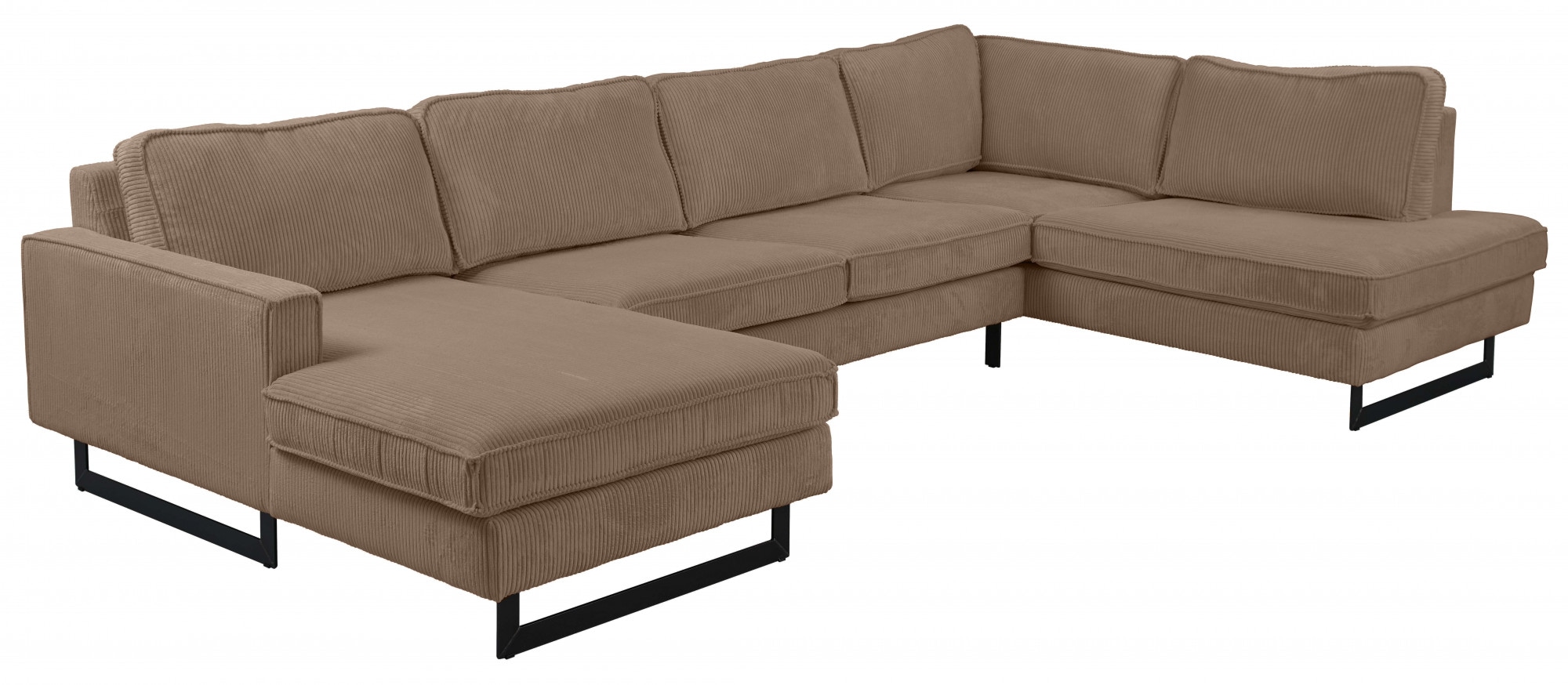 Places of Style Wohnlandschaft »Pinto, 350 cm, U-Form, XXL, mit Ottomanen«, Cord, Feincord, Luxus-Microfaser Leder und Chenille