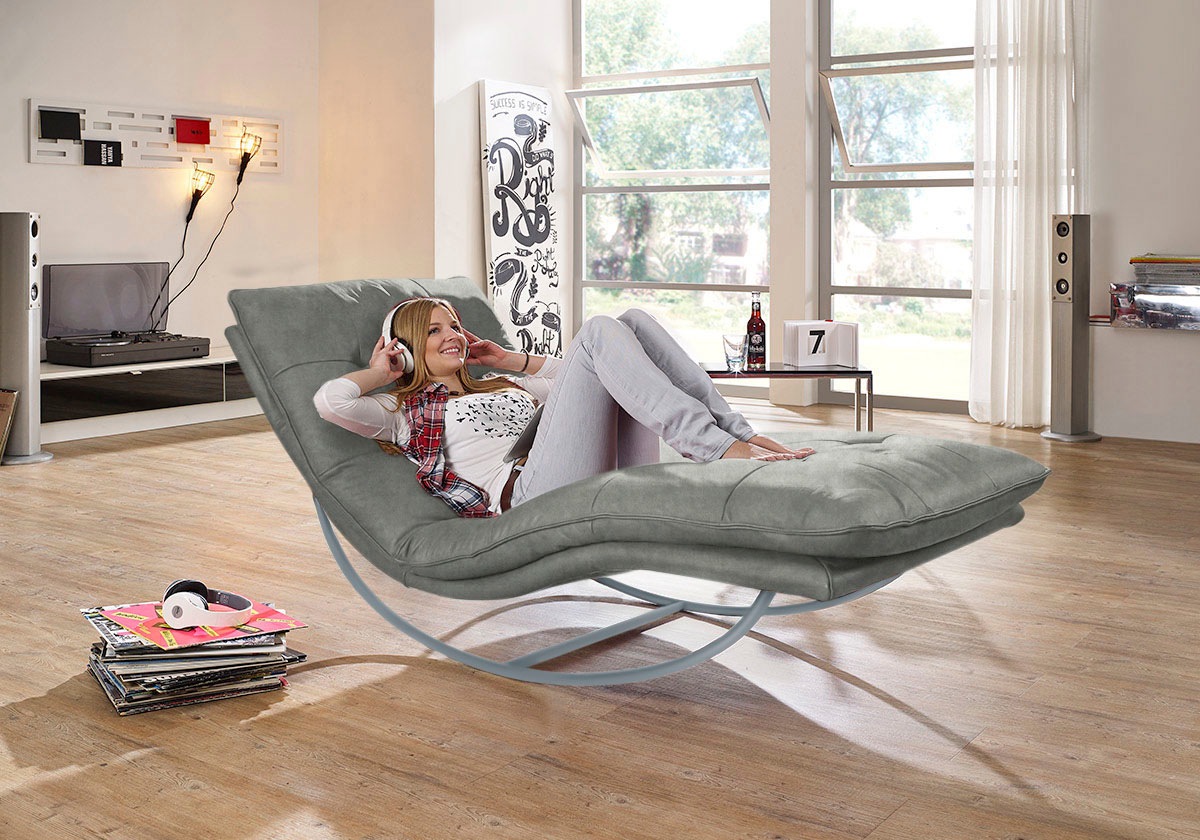 W.SCHILLIG Relaxliege »daily dreams«, in Waffelkissen-Optik, Schaukelgestell silber matt, in 2 Breiten