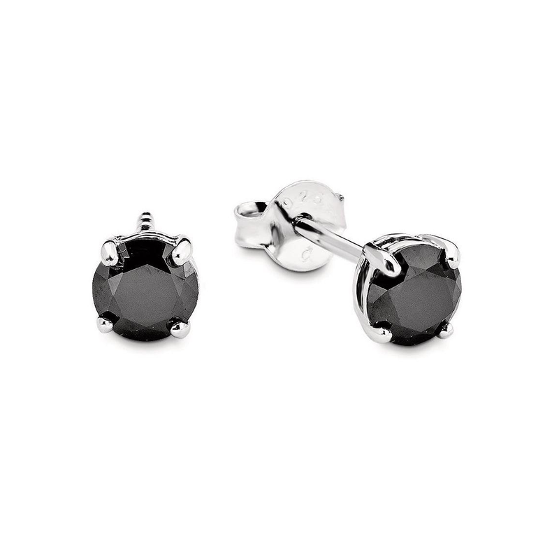 AMOR Paar Ohrstecker »9140145« mit Zirkonia (synth.) silberfarben-schwarz + schwarz 5 mm Schlicht moderne Ohrringe für Damen