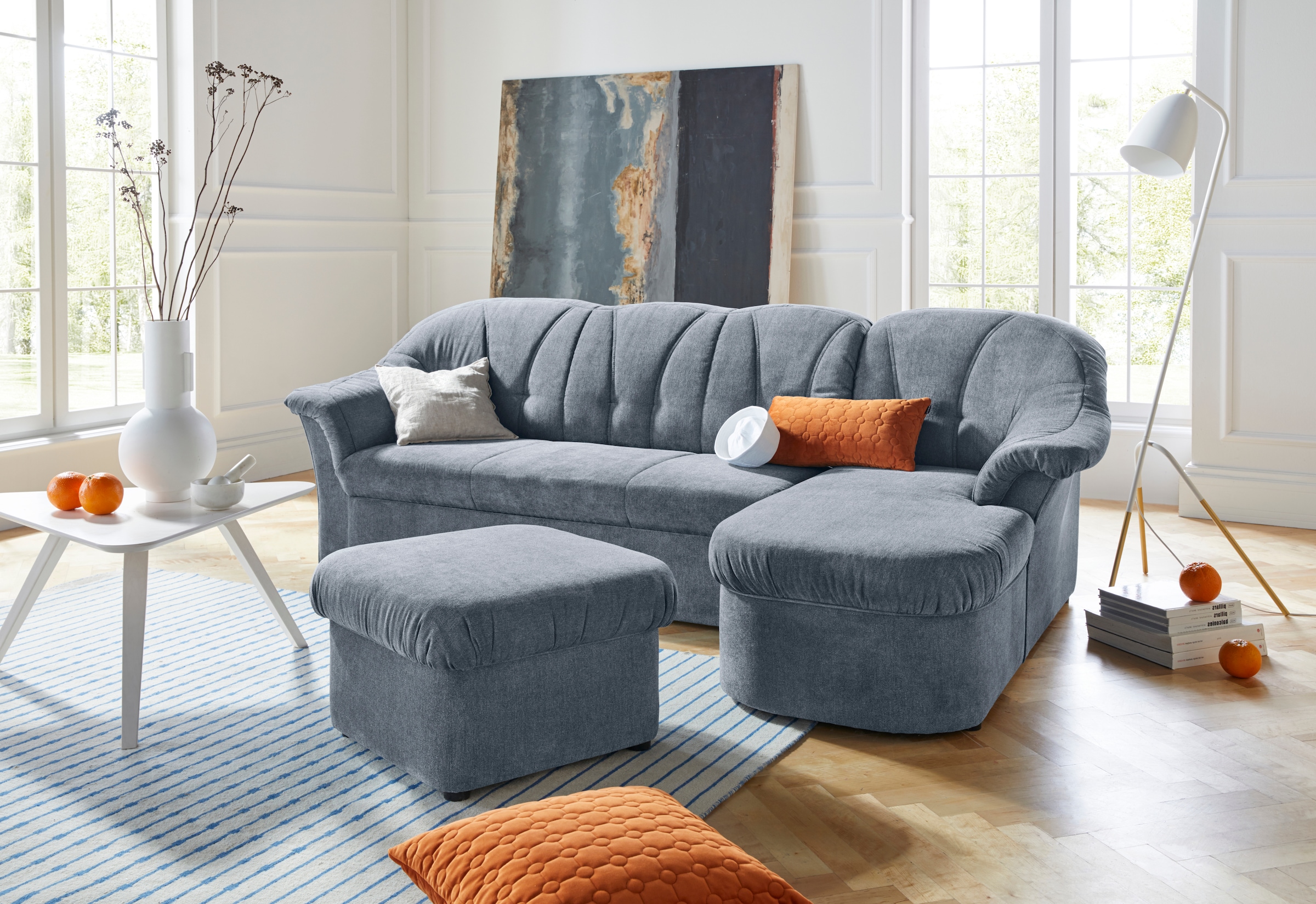 DOMO collection Ecksofa »Pegnitz, elegante Rückensteppung, komfortabel, L-F günstig online kaufen