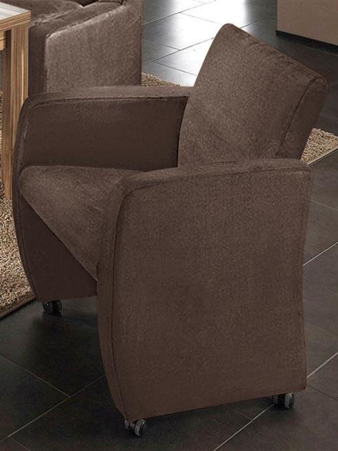 Max Winzer® Sessel »Noah, Loungesessel auf Rollen, bequem, schmale Armlehnen«, schlichte Eleganz in kompakten Stellmaßen