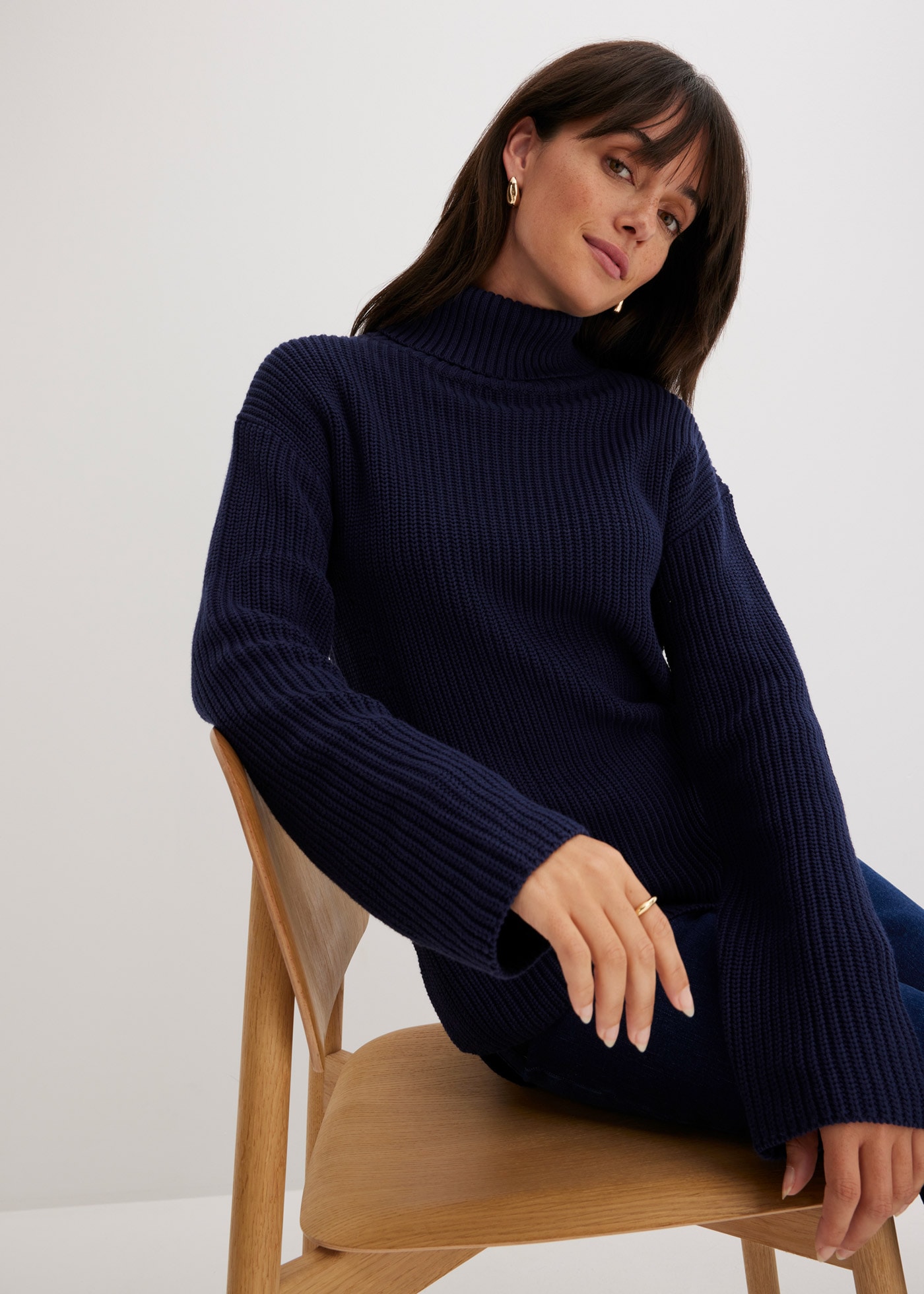 bonprix Rollkragenpullover »Rollkragenpullover aus reiner Baumwolle«, Rollkragenpullover aus reiner Baumwolle
