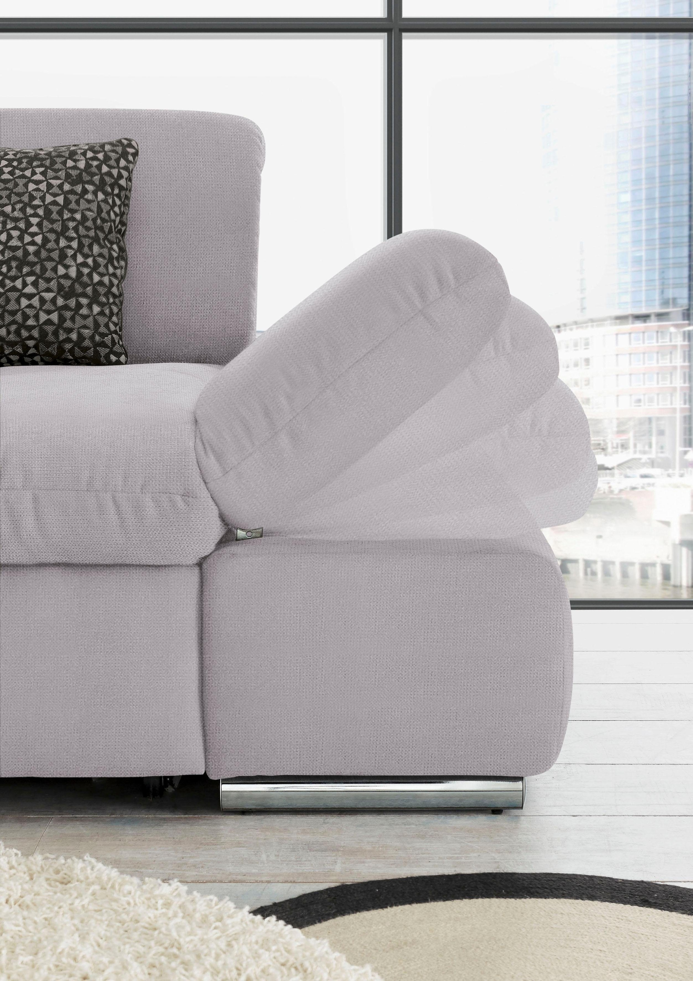 set one by Musterring Ecksofa »SO4100 V«, mit verstellbaren Kopfteilen, wahlweise mit Funktionen, Cord-Bezug
