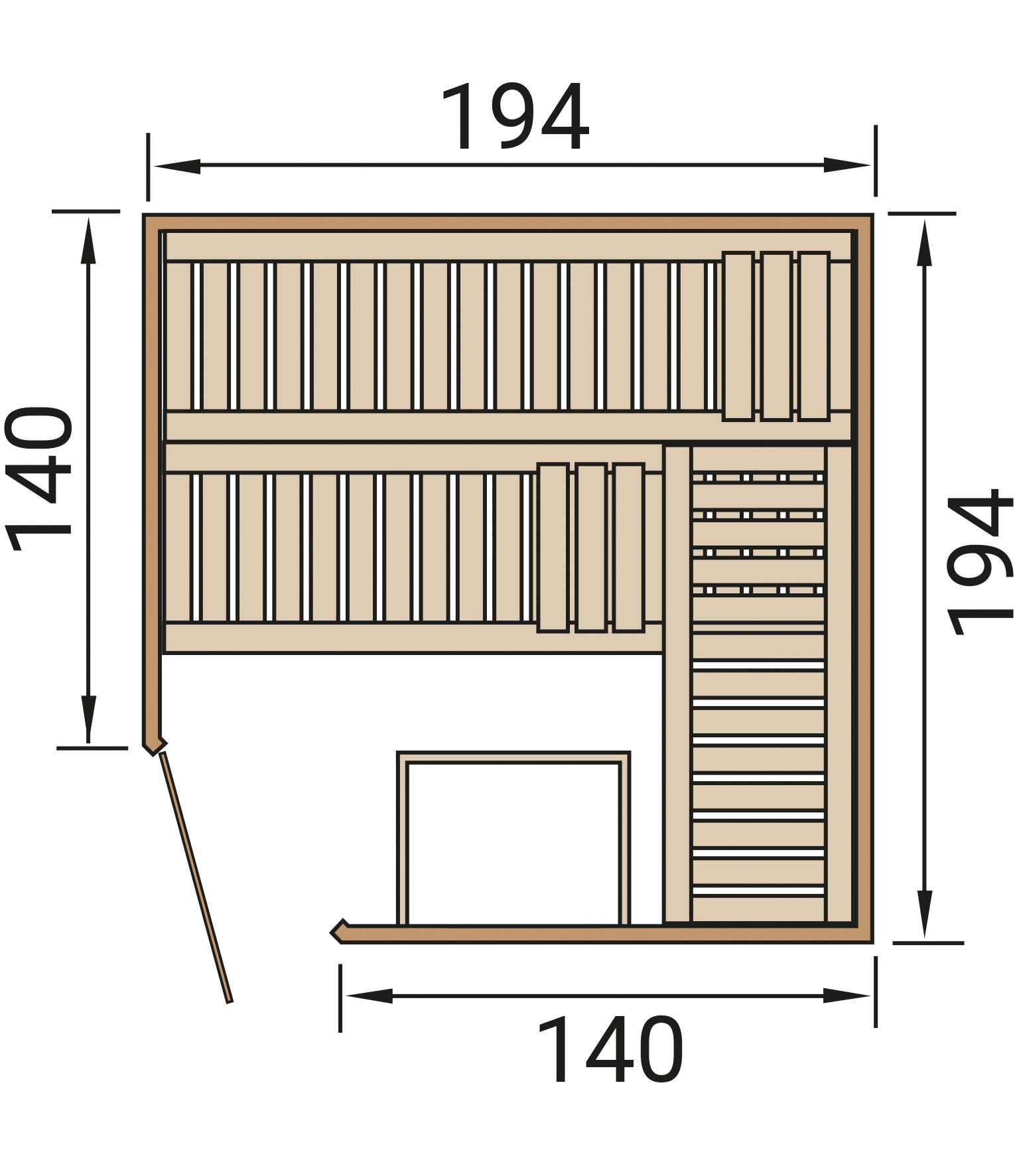 weka Sauna »Element-Ecksauna VARBERG 3« vorgefertigte Elemente, moderne Ganzglastür