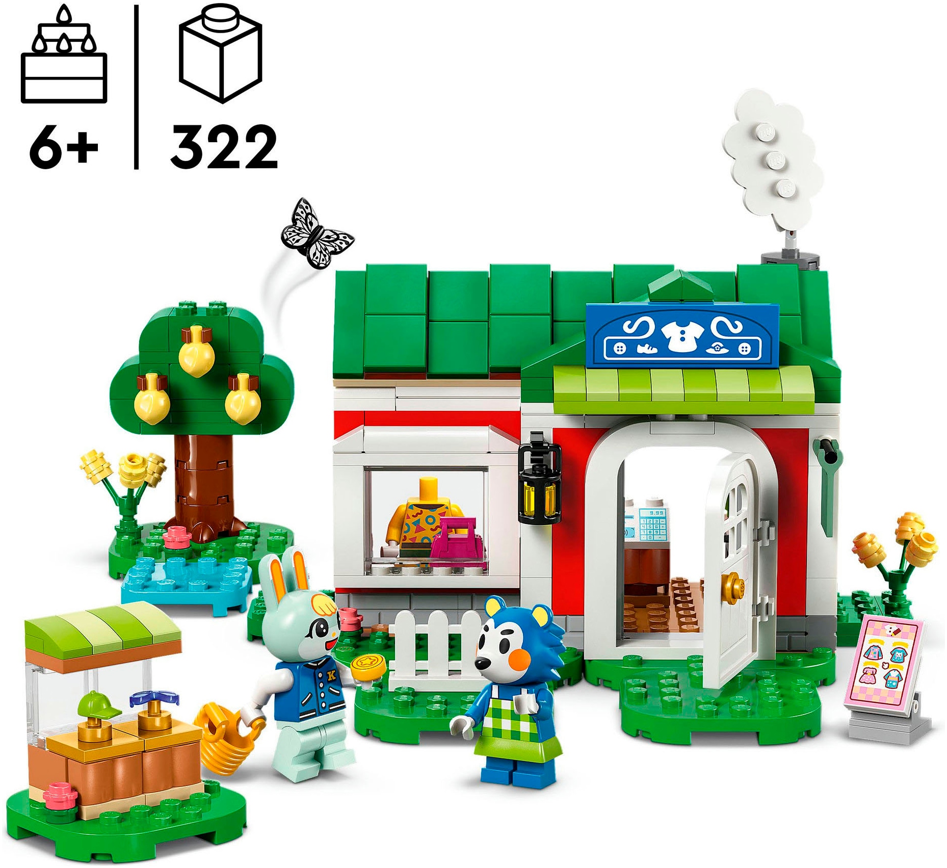 LEGO® Konstruktionsspielsteine »Die Schneiderei der Schneiderschwestern (77055), LEGO Animal Crossing«, (322 St.), Made in Europe