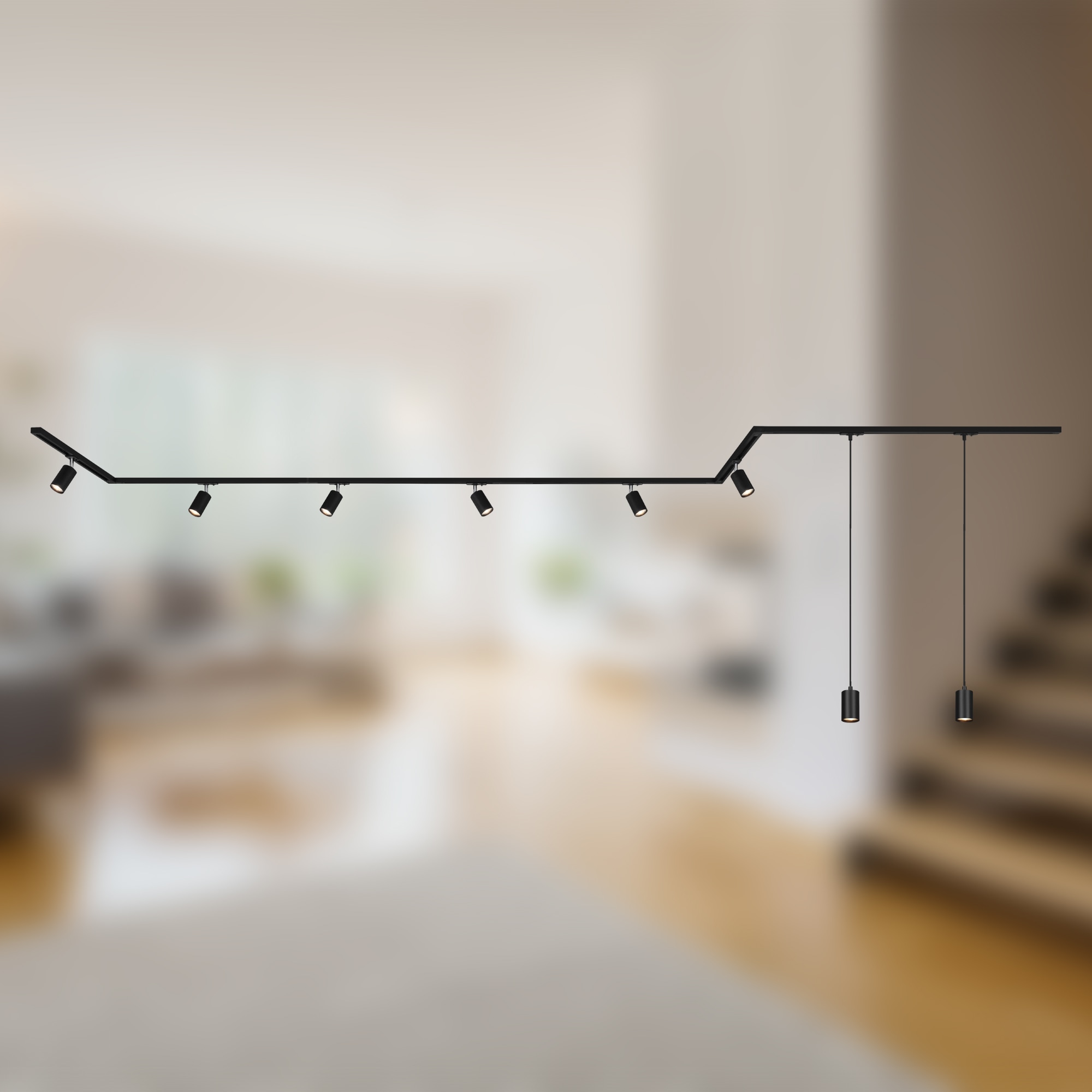 Briloner Leuchten Schienensystem-Sets »RAIL« GU10 11 Stk. Schienensystem Rail 5,25 m Schwarz max.9W Decke Wohnzimmer Büro Küche