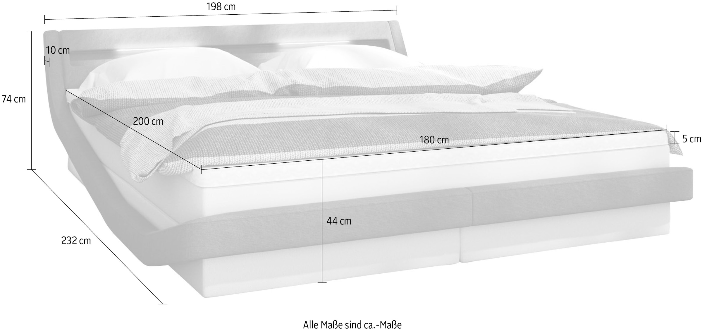 3. Bild von SalesFever Polsterbett, LED-Beleuchtung mit Farbwechsler, Bett inklusive Matratze und Topper