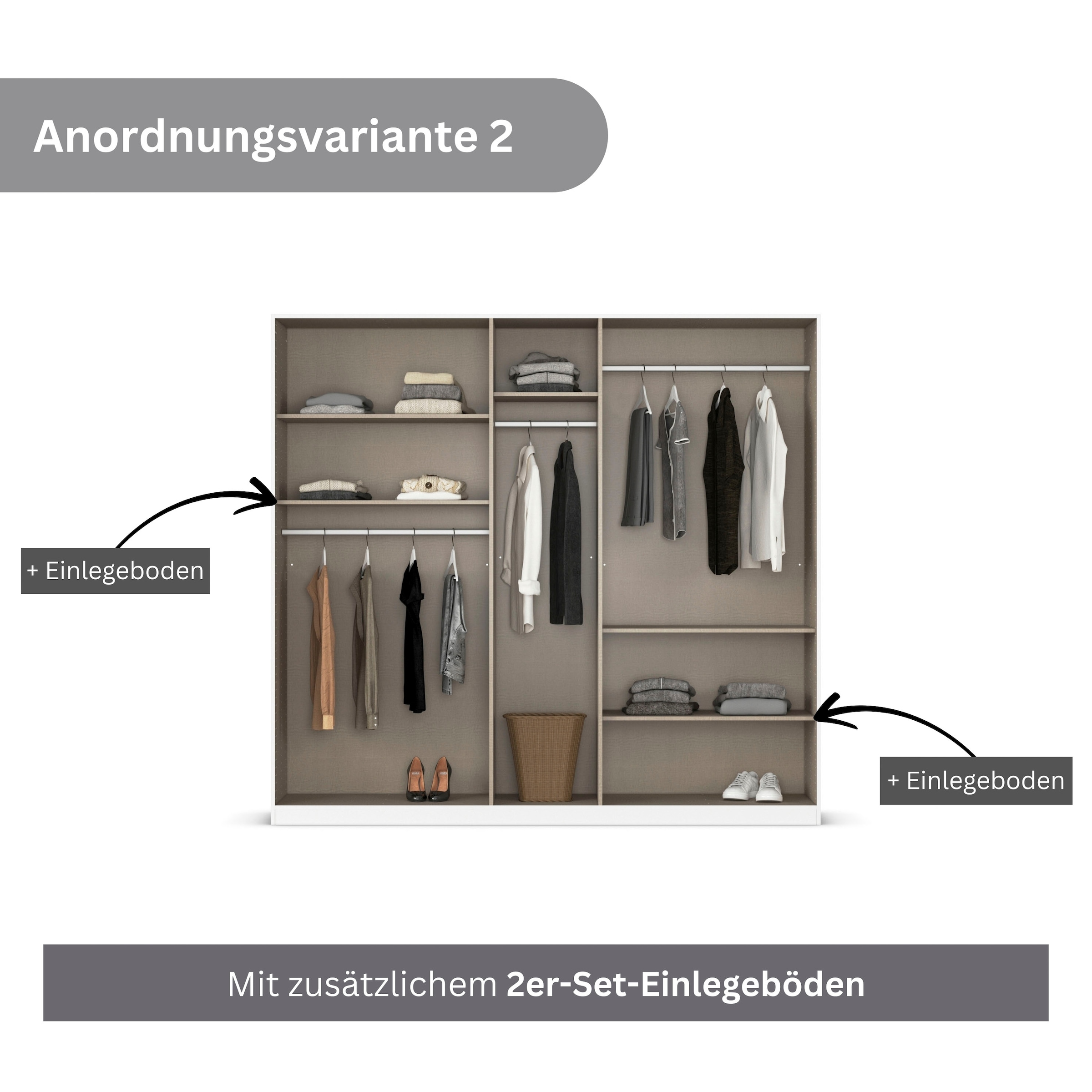 rauch Drehtürenschrank »Kleiderschrank Schrank Garderobe AGORDO TOPSELLER Schlafzimmer«, (in zwei Griff-Farben mit Dekor- oder Hochglanzfront), durchdachte Innenausstattung, in 6 Breiten und 2 Höhen MADE IN GERMANY