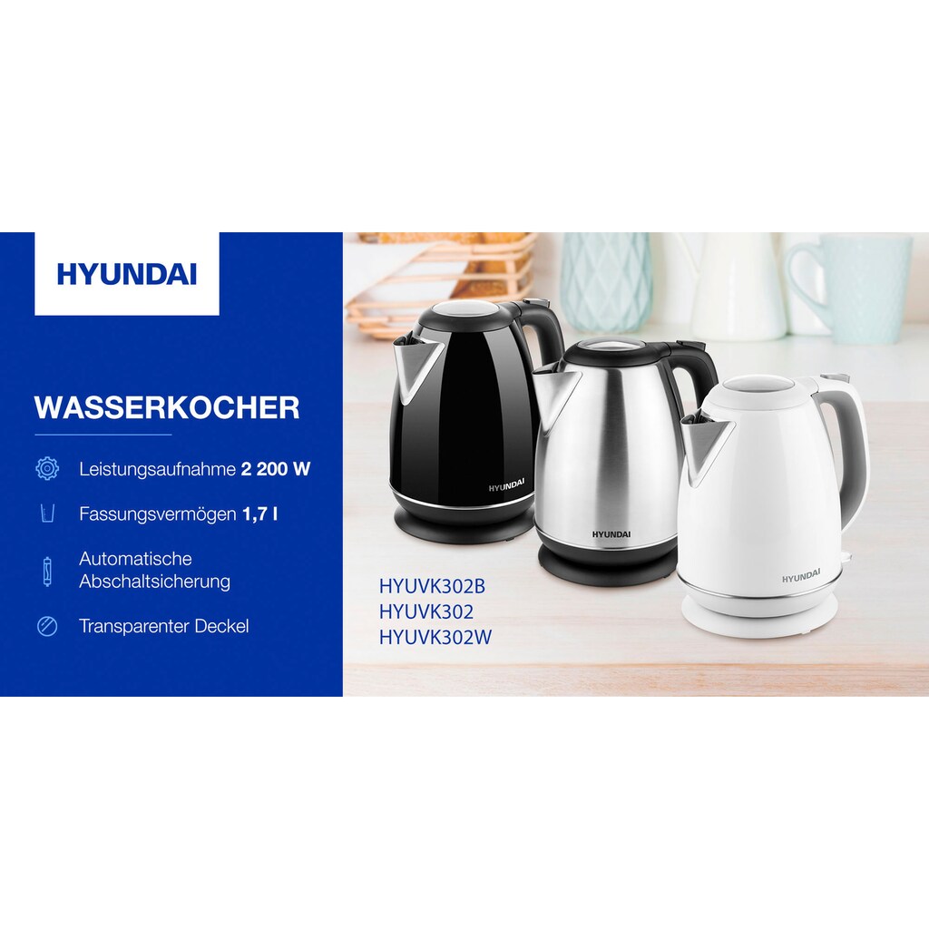 Hyundai Wasserkocher »VK302«, 1,7 l, 2200 W