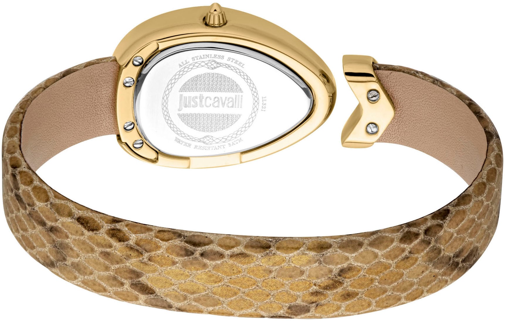 Just Cavalli Time Quarzuhr »Diversa Snake«, Armbanduhr, Damenuhr, Kristallsteine, Armband in Spangenform