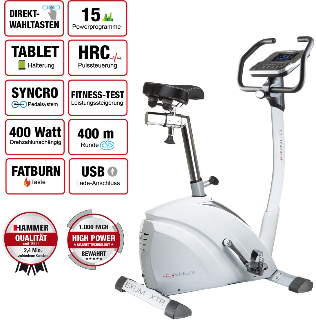 Finnlo by Hammer Ergometer »Exum XTR BT«, (mit Tablet-Halterung), Schwungmasse ca. 12 kg, 24 Widerstandsstufen