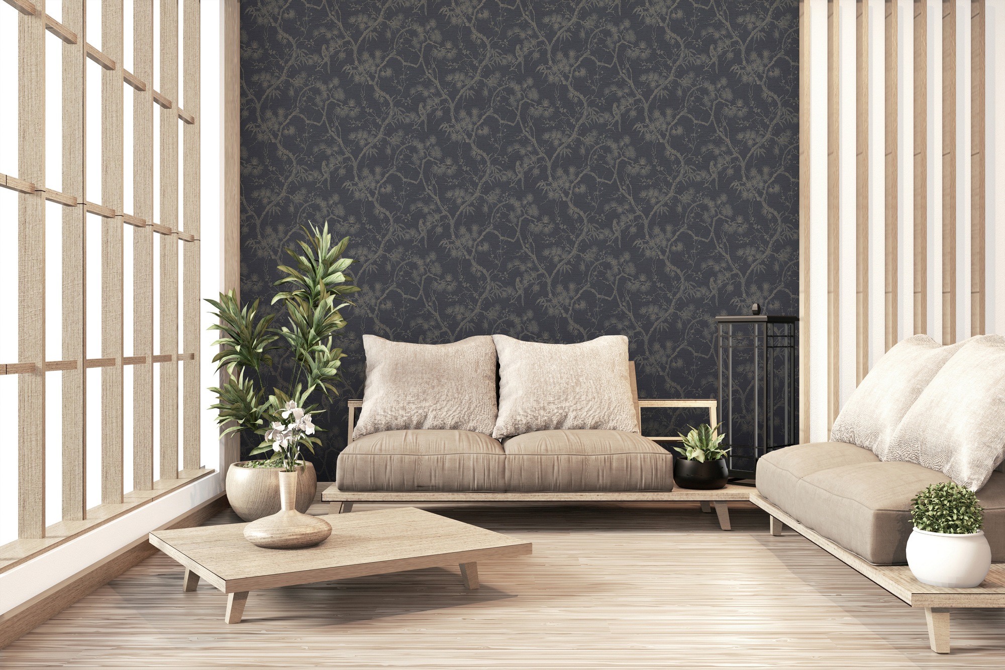 living walls Vliestapete »Metropolitan Stories, Mio Tokio«, asiatisch-floral-Motiv, Baum Tapete Blumen Tapeten Wohnzimmer Schlafzimmer Küche Design Optik