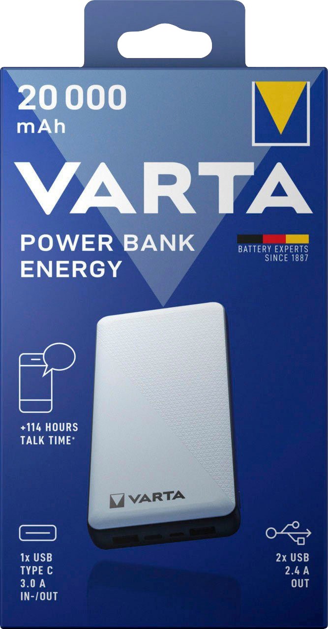 VARTA Powerbank »Power Raten ,7 20000 Bank auf + Ladekabel 20000 kaufen V Energy 20000mAh«, mAh, 3